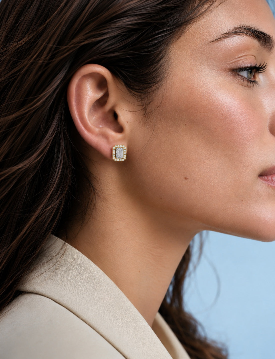 Diamond cluster stud earrings in yellow gold