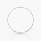 Bromley Marquise Tennis Necklace showcasing a continuous line of brilliant round diamonds in a sleek gold framework.