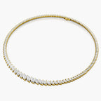 Bromley Marquise Tennis Necklace featuring a sleek gold framework and brilliant round diamonds in a continuous silhouette.
