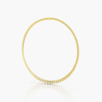 Bromley Marquise Tennis Necklace featuring a sleek gold framework and brilliant round diamonds, showcasing timeless luxury.