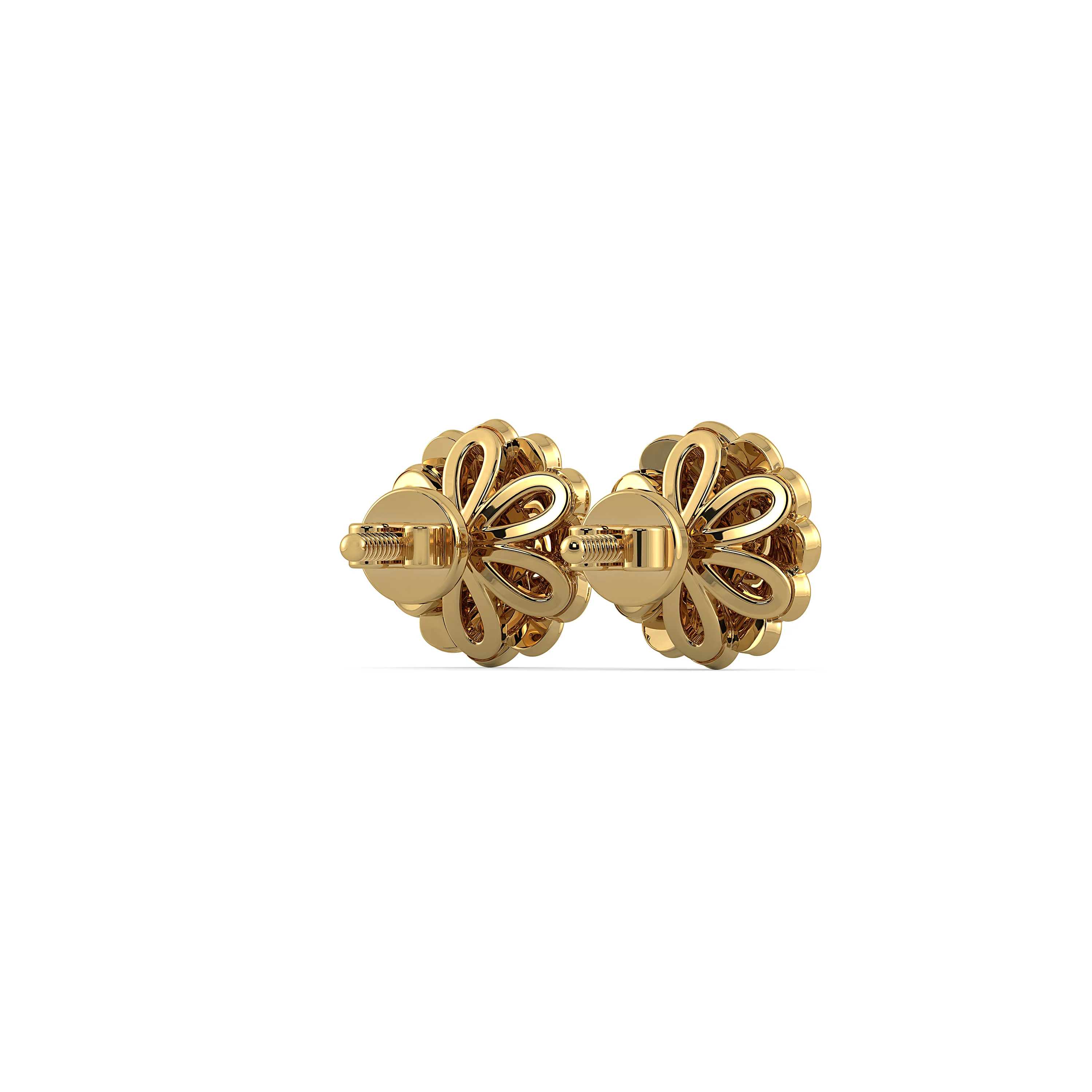 Solid Gold 0.35 CT.T.W Round Diamond Flower Stud Earrings For Her