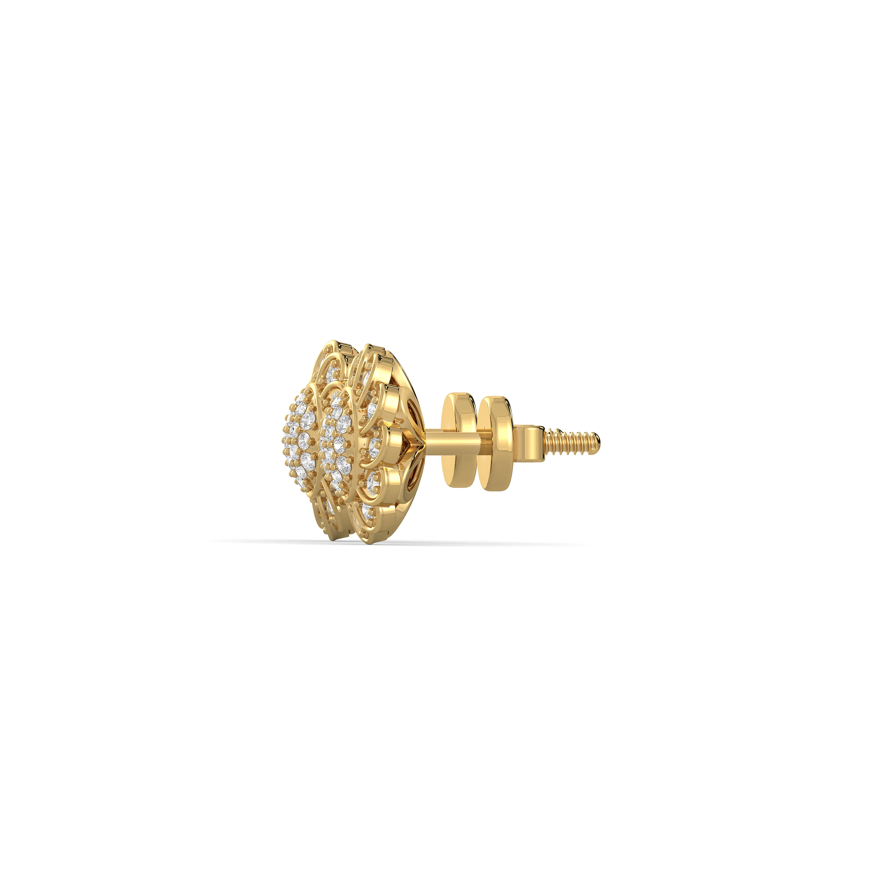 Solid Gold 0.35 CT.T.W Round Diamond Flower Stud Earrings For Her