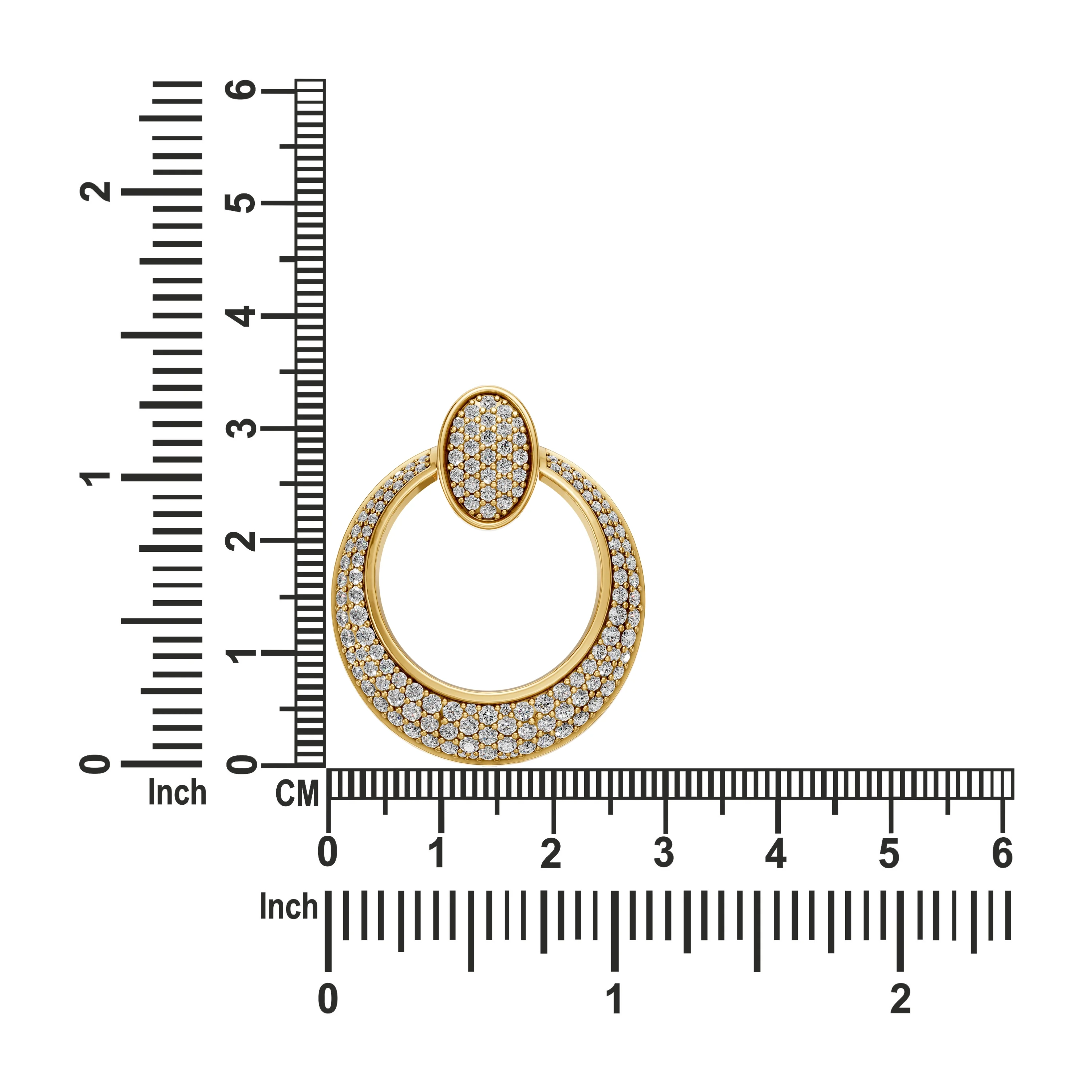 Solid Gold Diamond Circle Pendant with Oval Bail