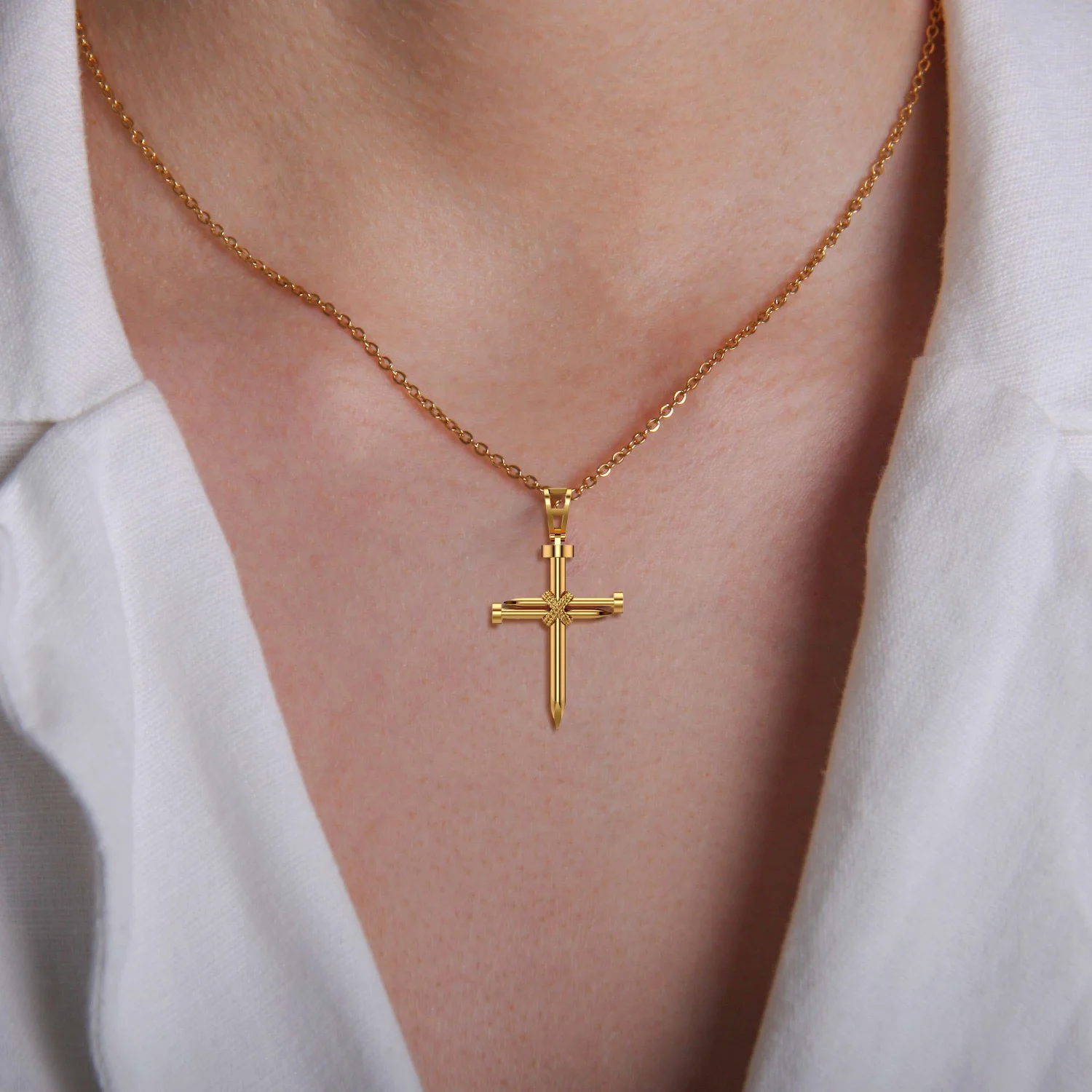 Modern Christian Cross Nail Pendant