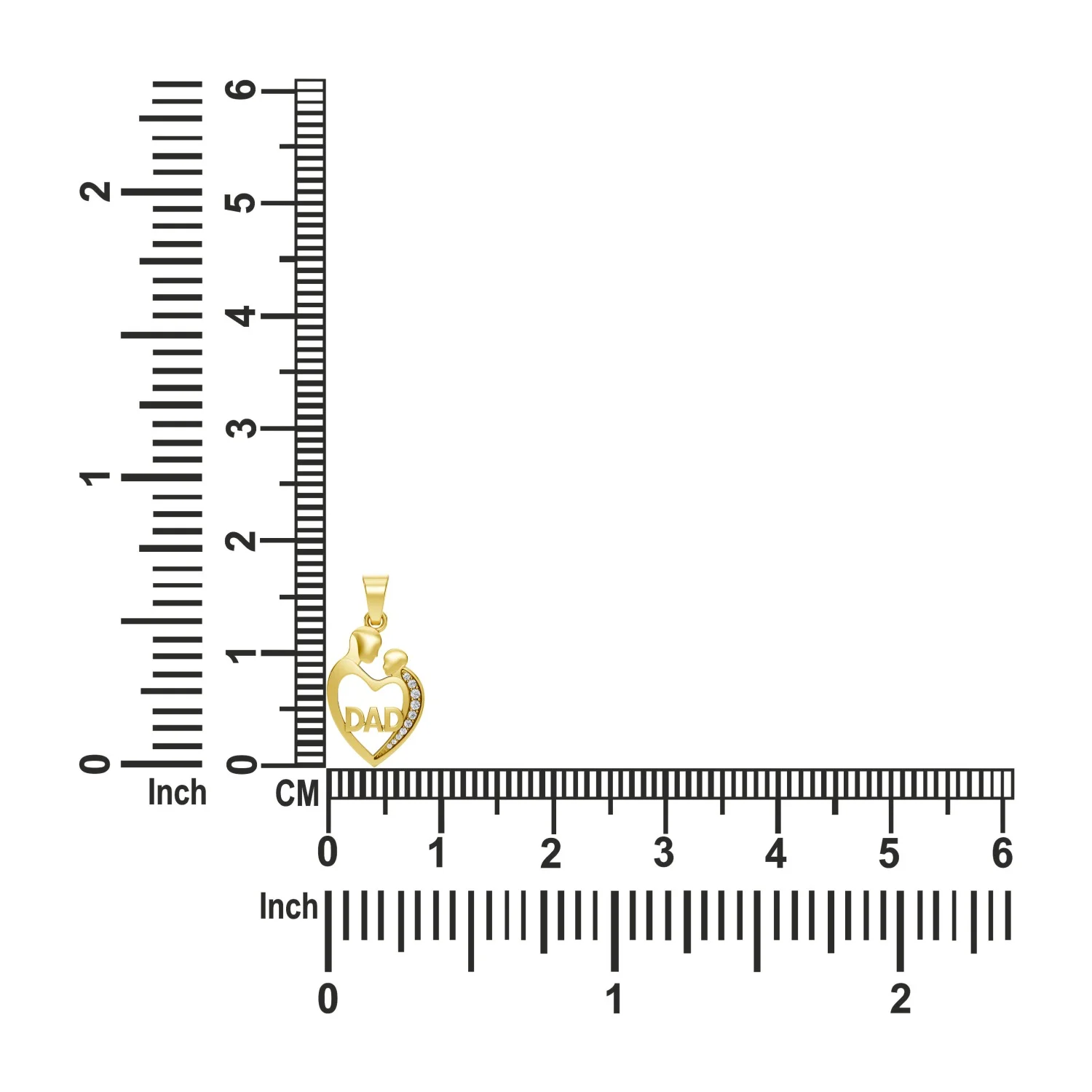Solid Gold Father and Child Heart Pendant With 0.14 CT.T.W Diamond - Perfect Gift for Dad
