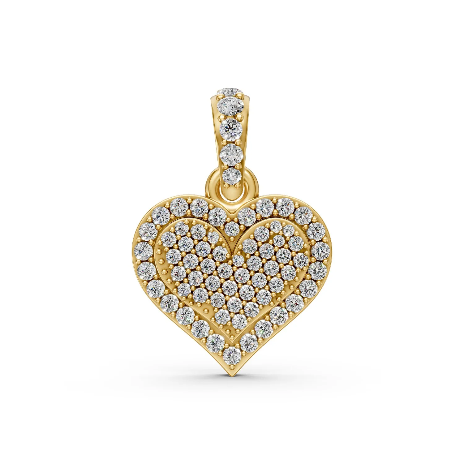 0.61 CT.T.W Round Diamond Iced Out Heart Shaped Pendant For Her