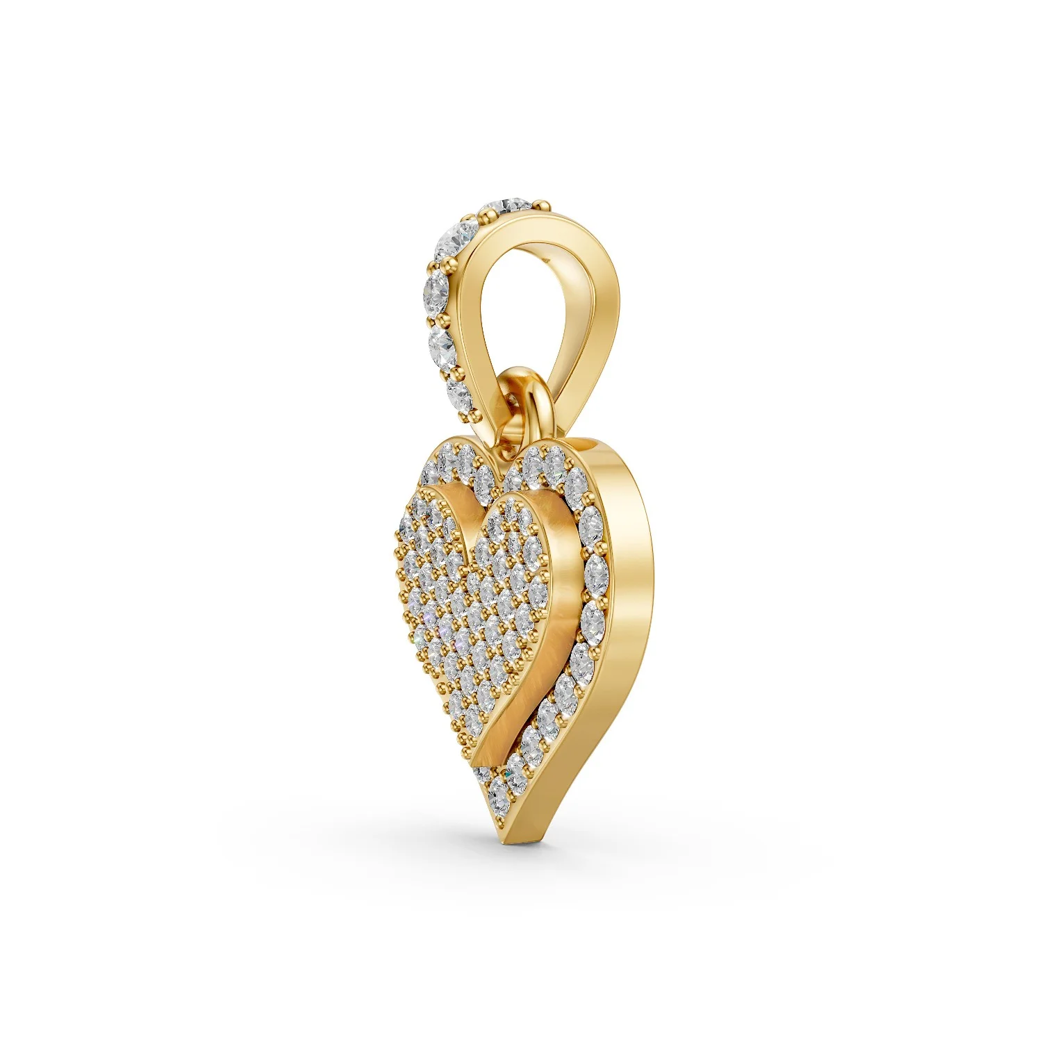 0.61 CT.T.W Round Diamond Iced Out Heart Shaped Pendant For Her