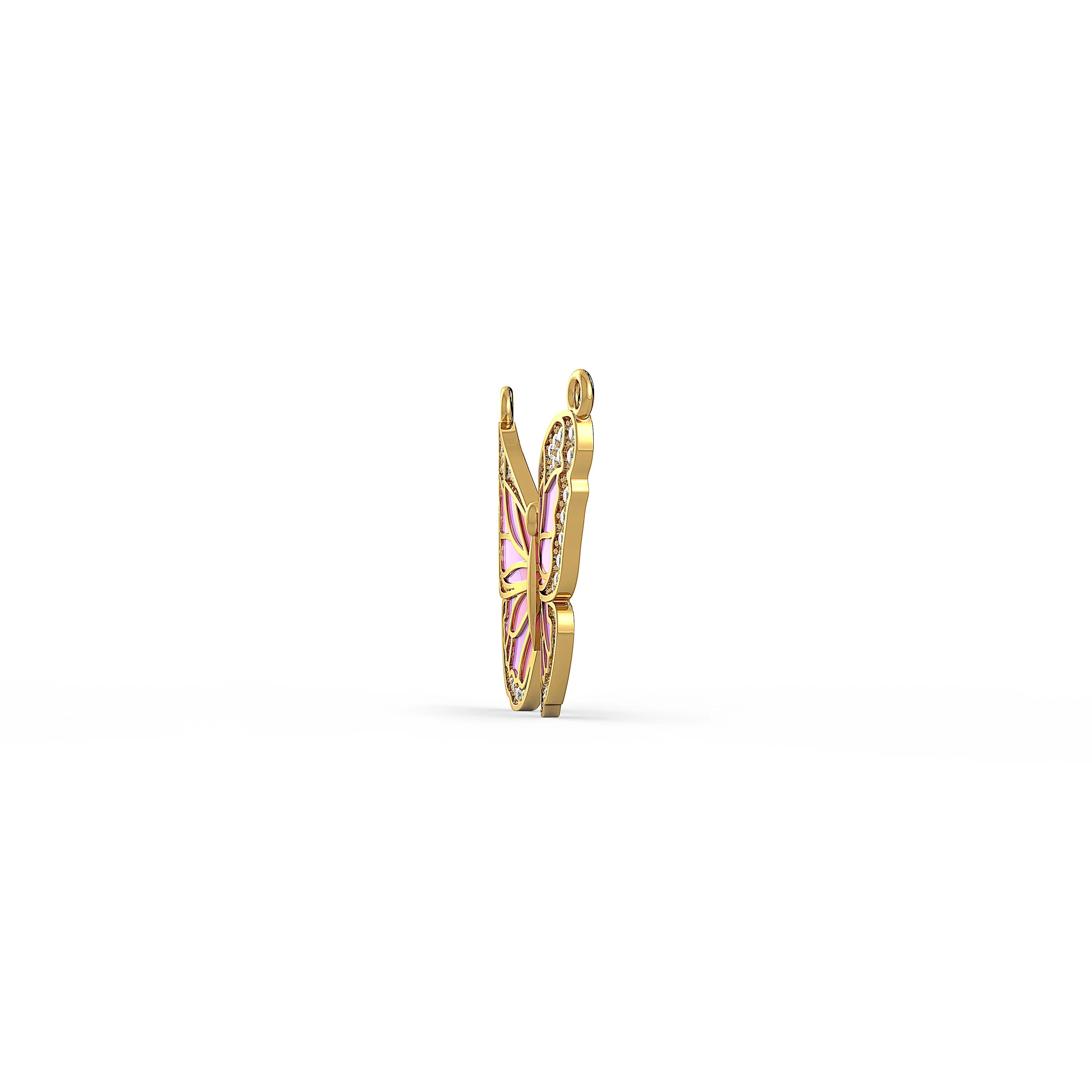 Enamel Butterfly 0.67 CT.T.W Diamond Pendant For Her
