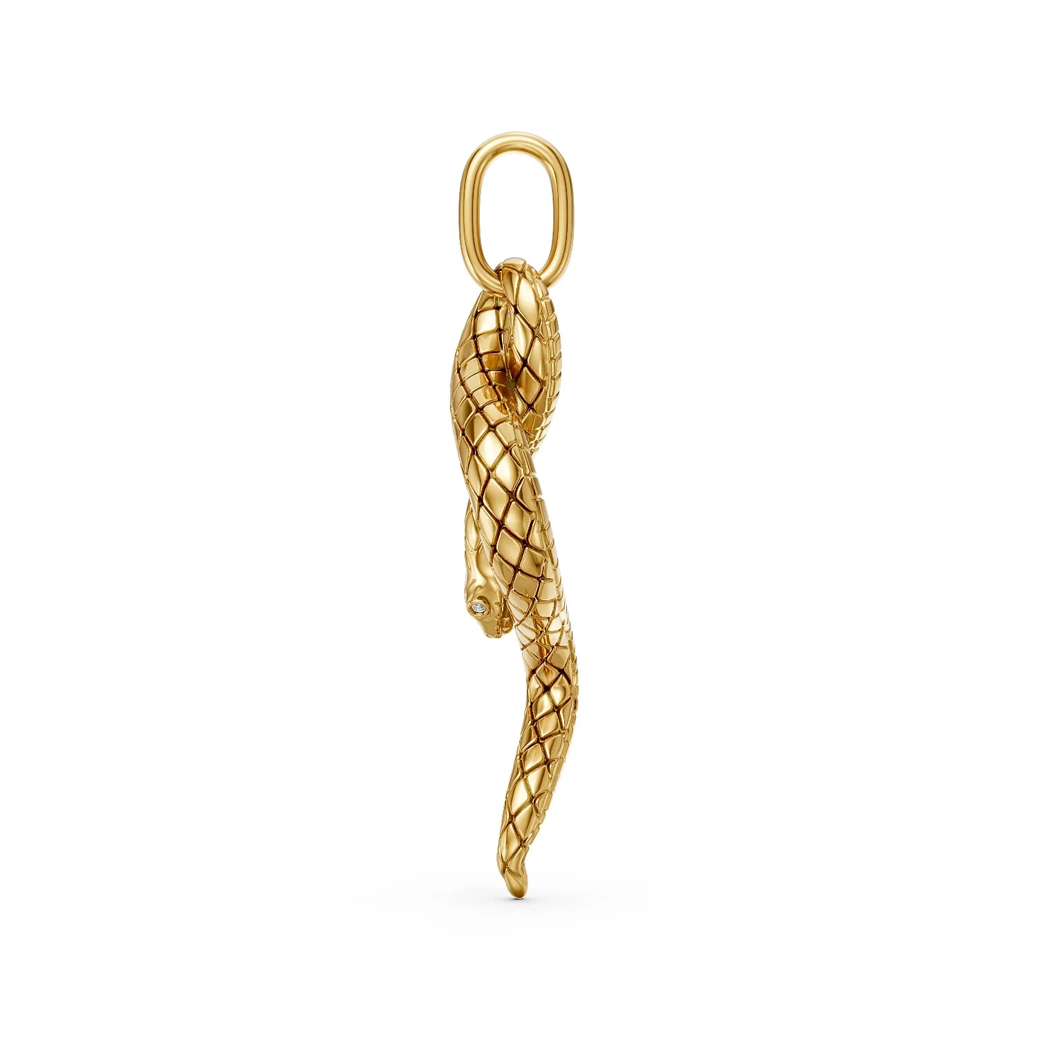 Snake Pendant With Diamond Accent in Eyes - Wildlife Jewelry
