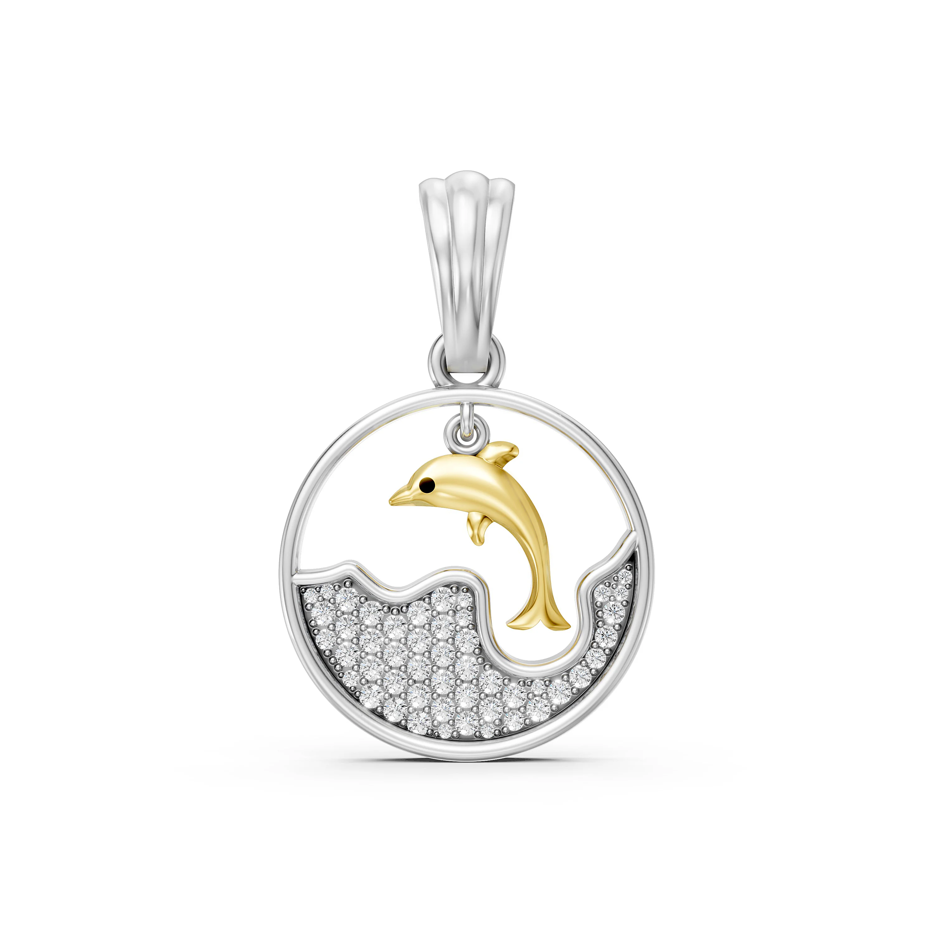 Two Tone Solid Gold with 0.35 CT.T.W Diamonds Waves – Elegant Ocean-Inspired Jewelry