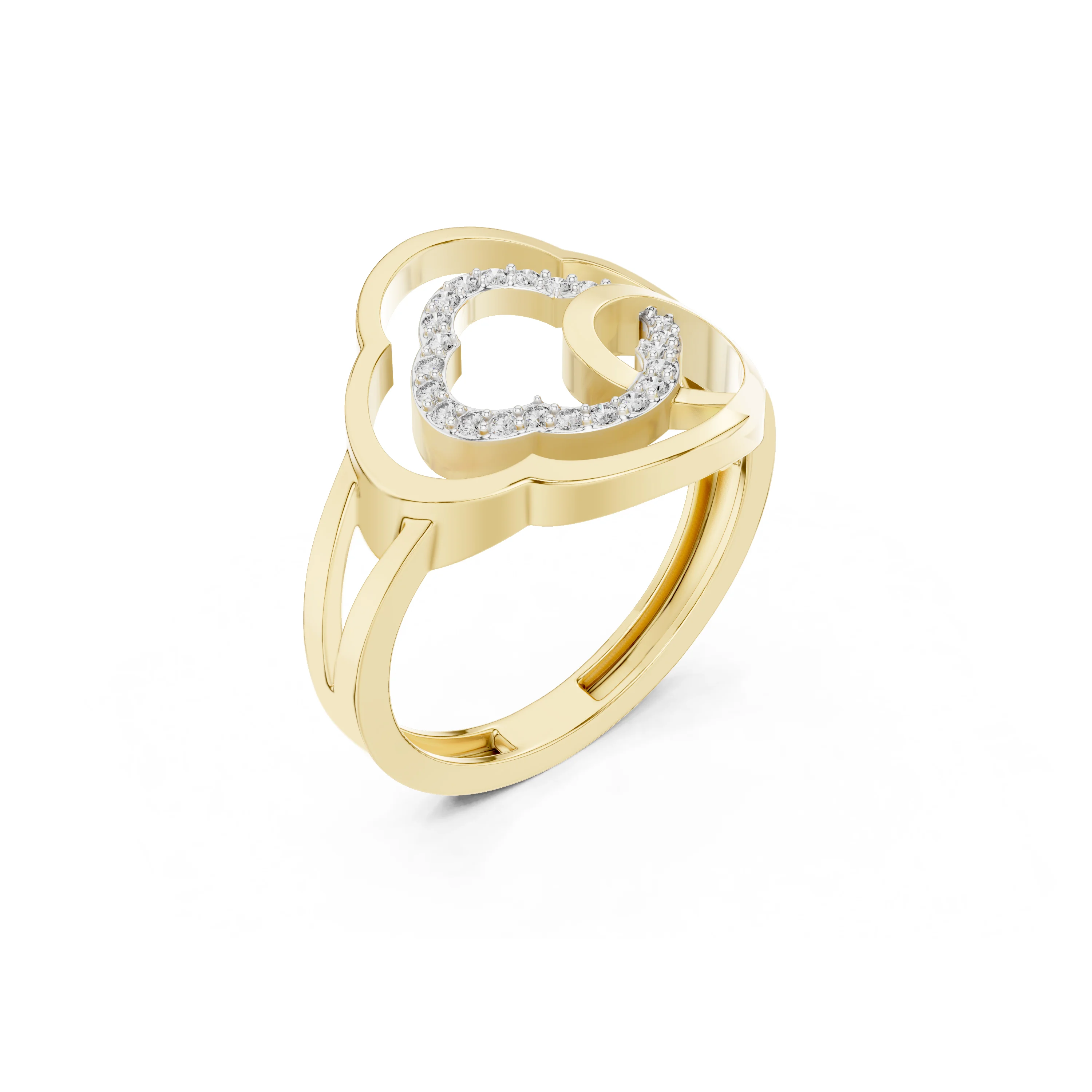 Double Clover 0.12 CT.T.W Diamond Ring