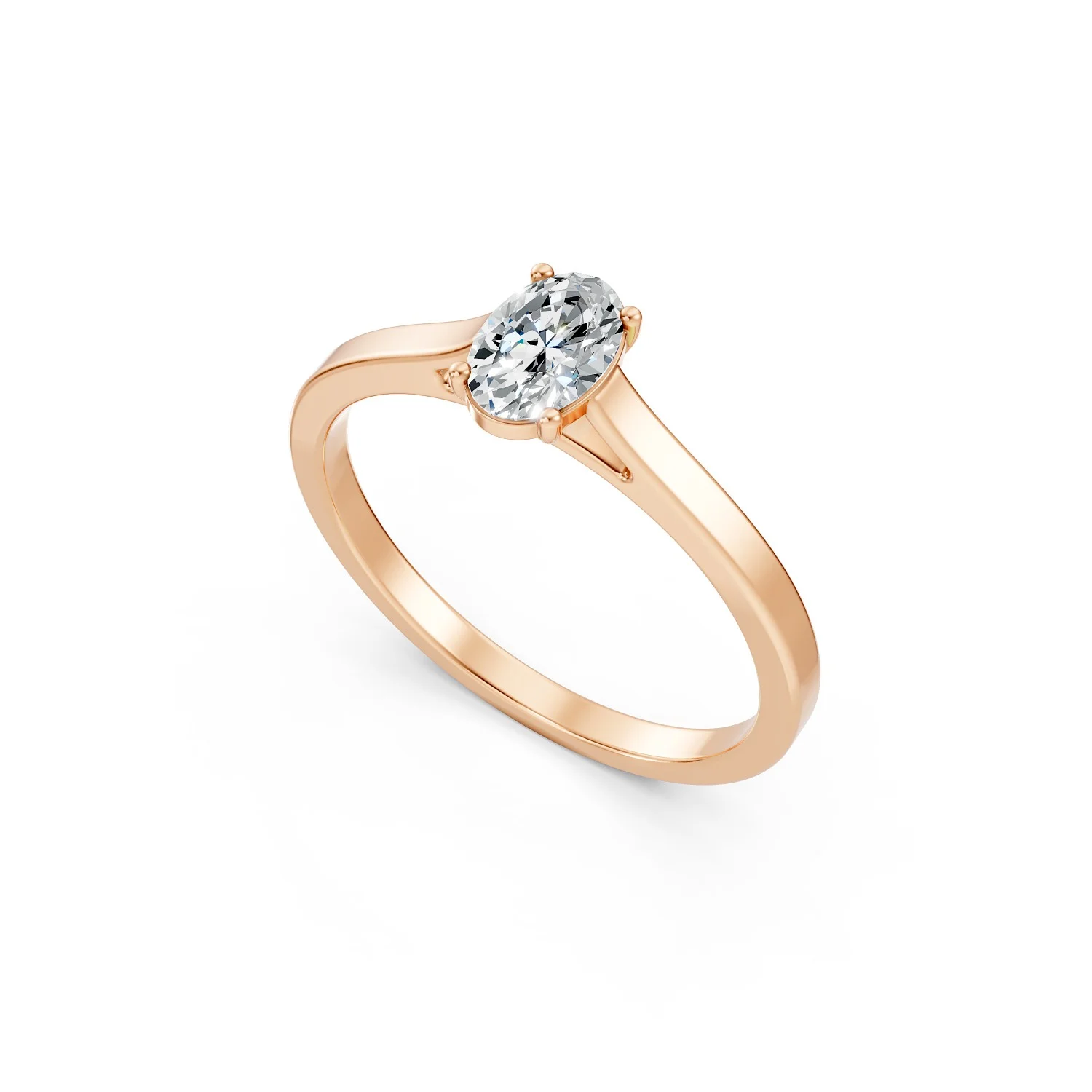 14K Rose Gold 0.50 Carat Oval Cut Solitaire Diamond Ring For Her | US-7
