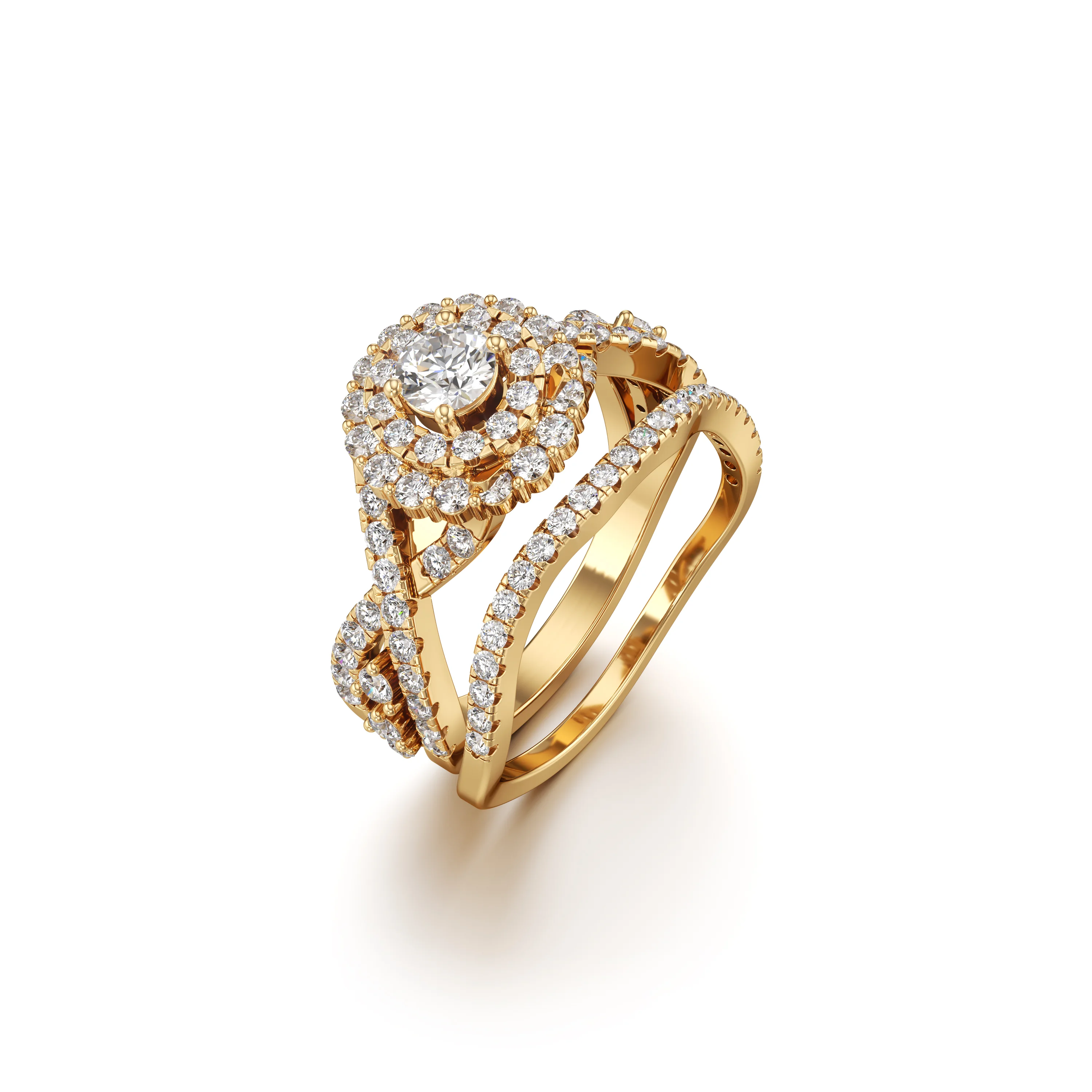 Halo Engagement Ring 0.94 CT.T.W.Diamond Double Band