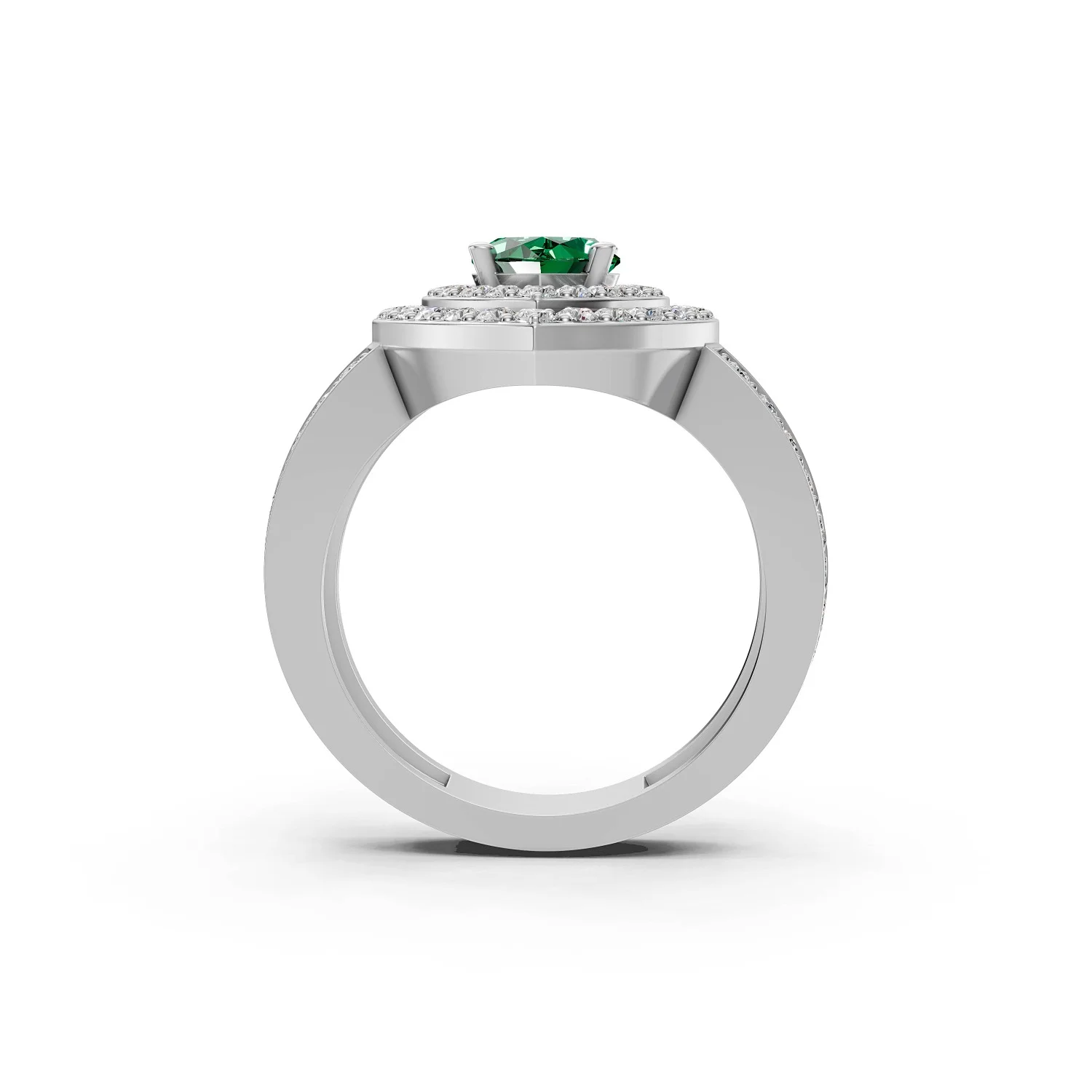 Solid Gold Marquise Green Gemstone Diamond Halo Ring