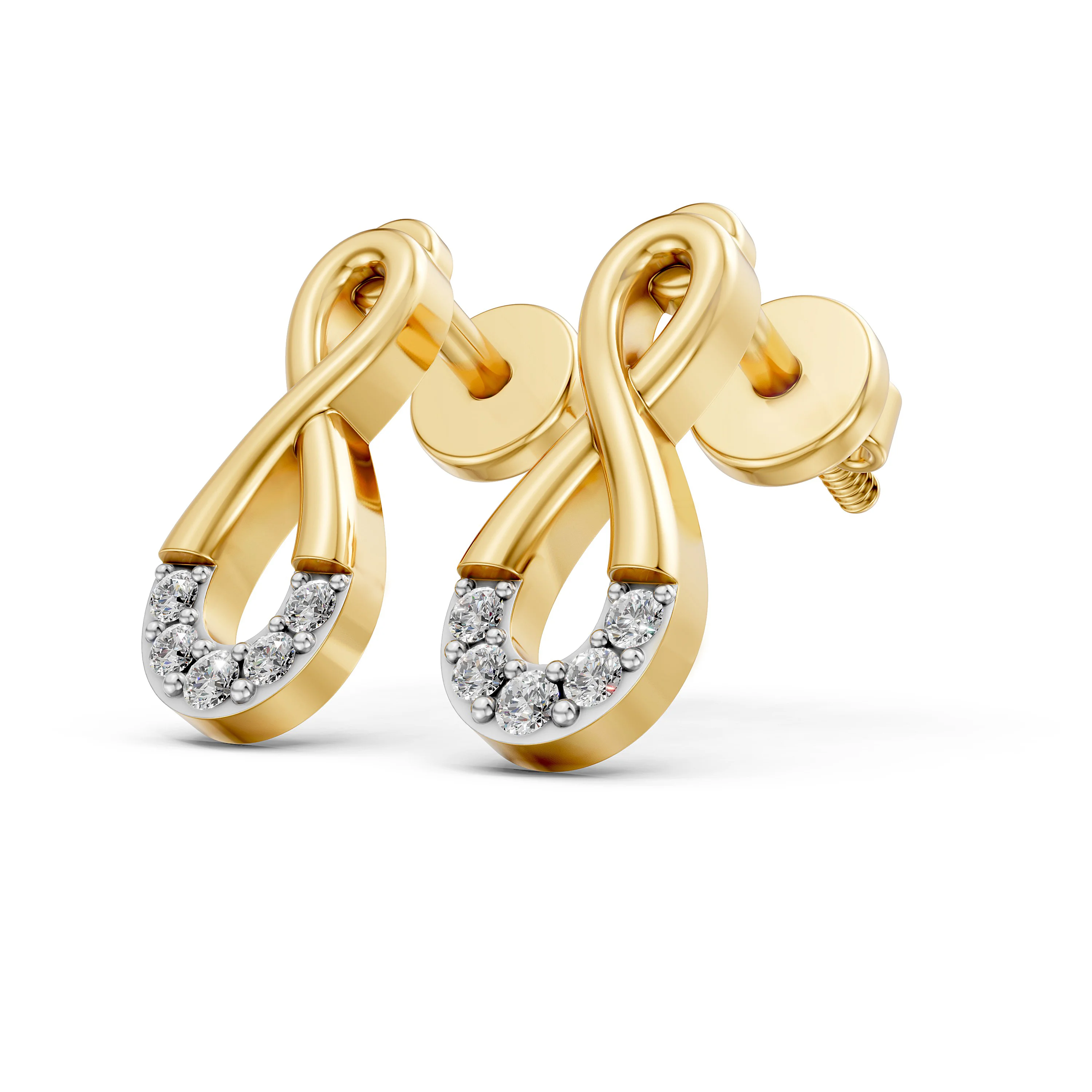 Solid Gold Infinity Earrings with Natural Diamonds