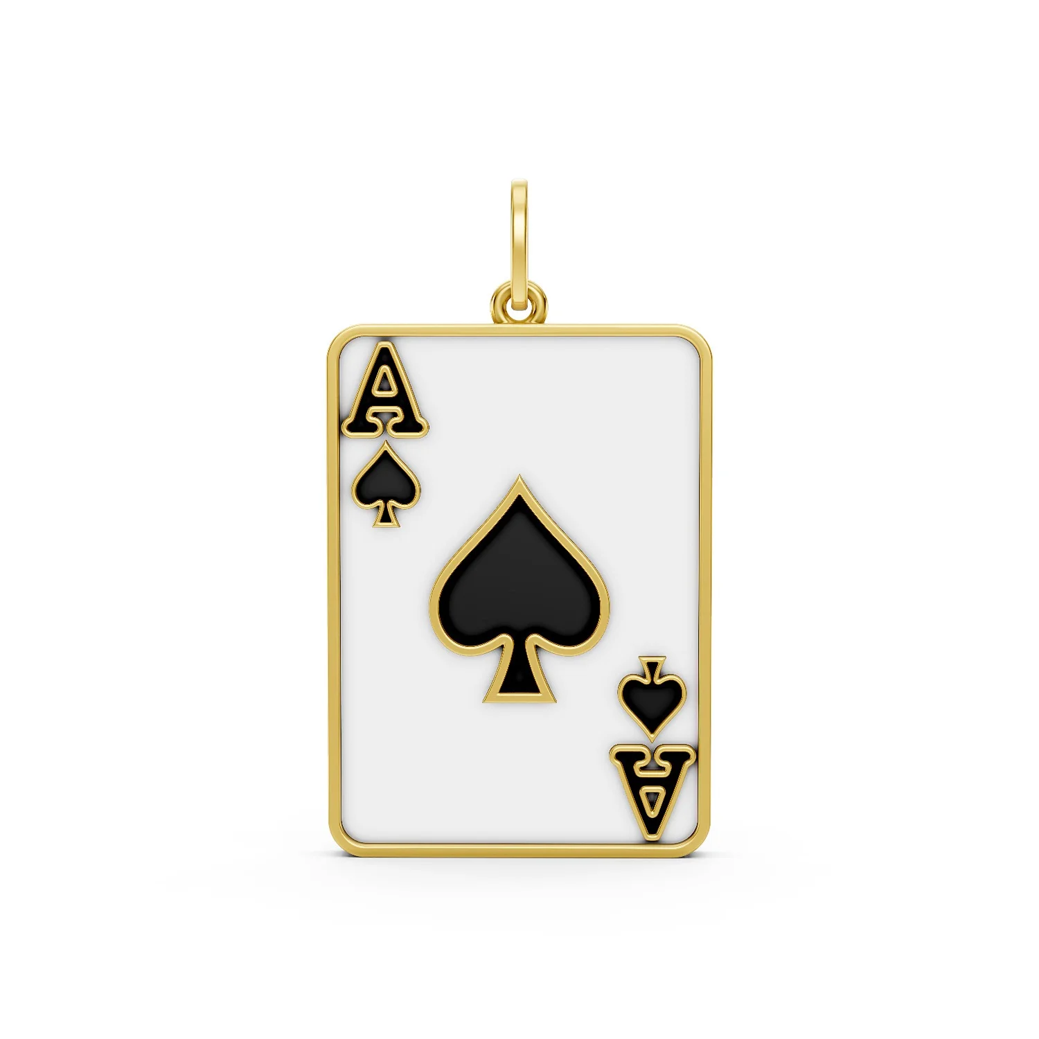 Solid Gold Stunning Gold Ace of Spades Pendant
