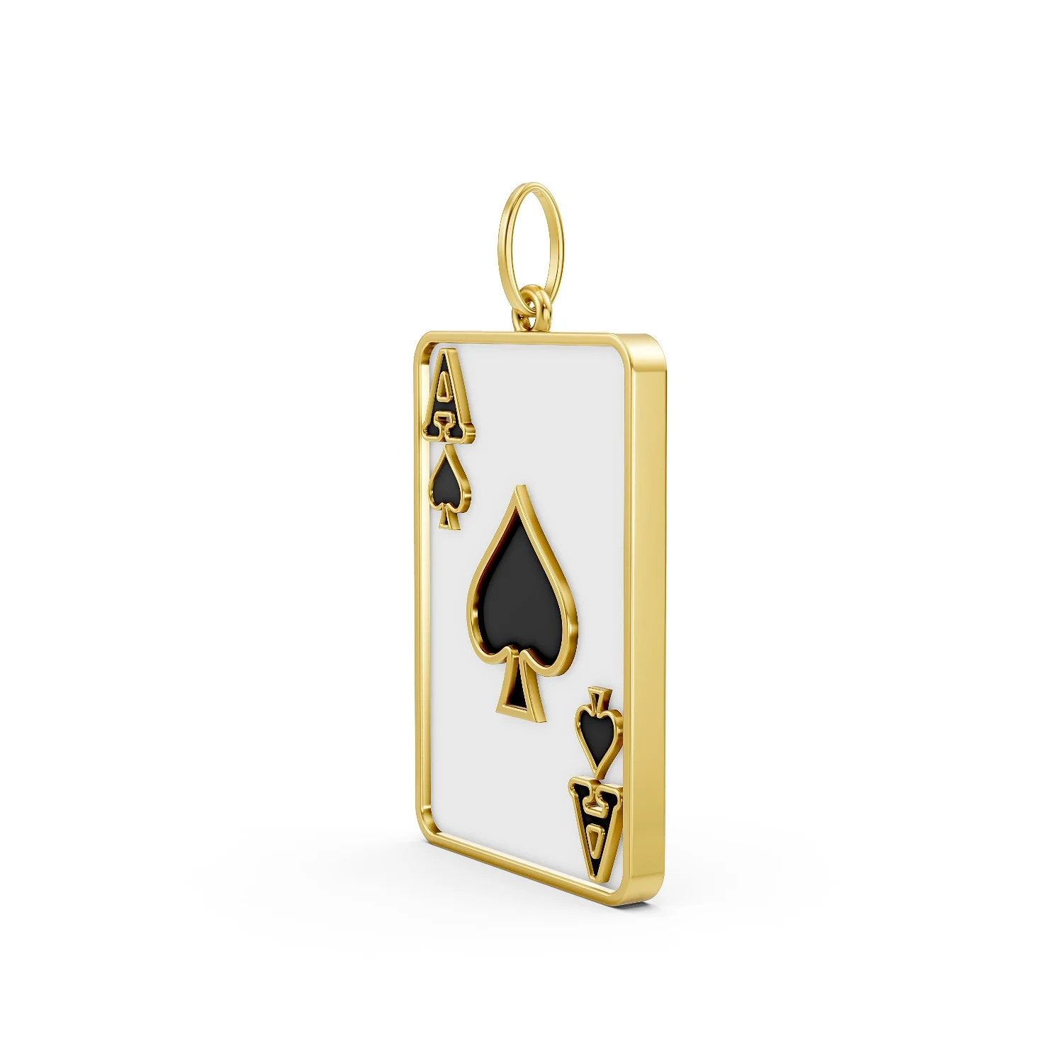 Solid Gold Stunning Gold Ace of Spades Pendant