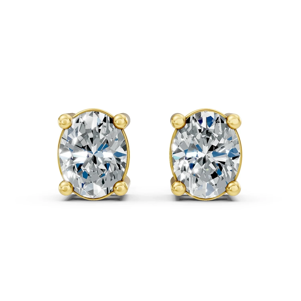 Solid Gold 0.40 CT.T.W Oval-Cut Diamond Solitaire Stud Earrings