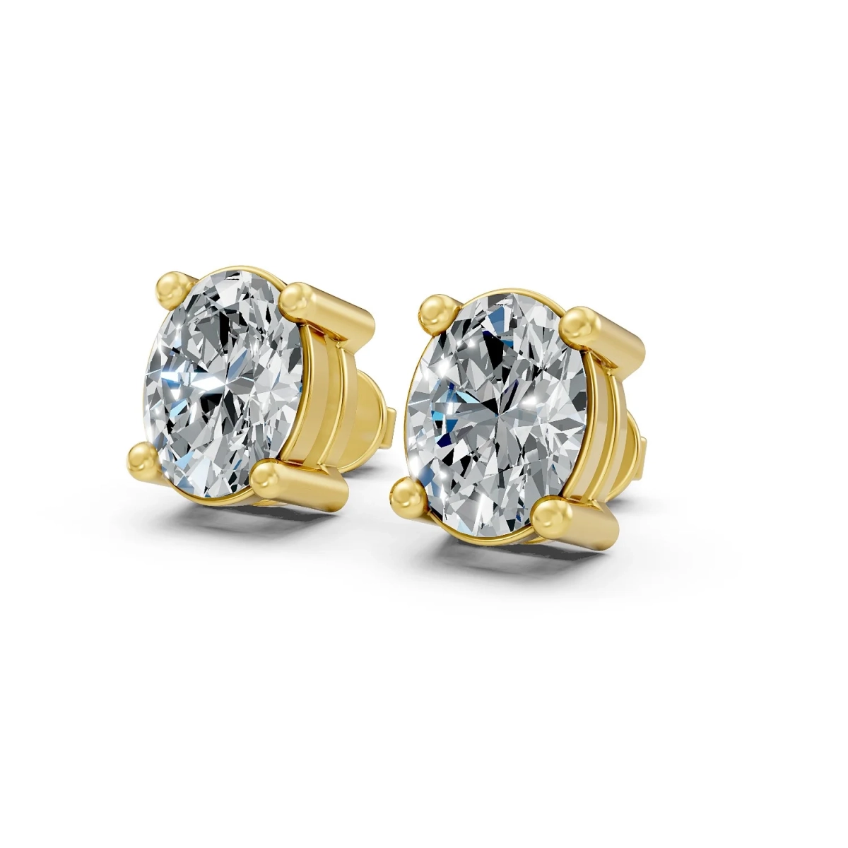 Solid Gold 0.40 CT.T.W Oval-Cut Diamond Solitaire Stud Earrings