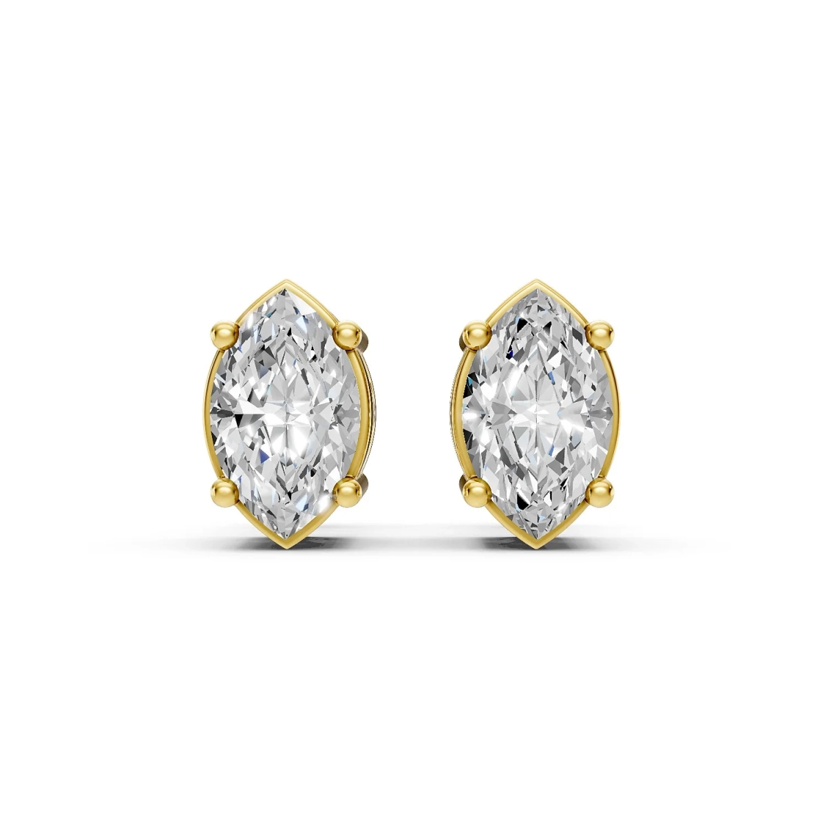 Solid Gold 0.40 CT.T.W Marquise-Cut Diamond Solitaire Stud Earrings