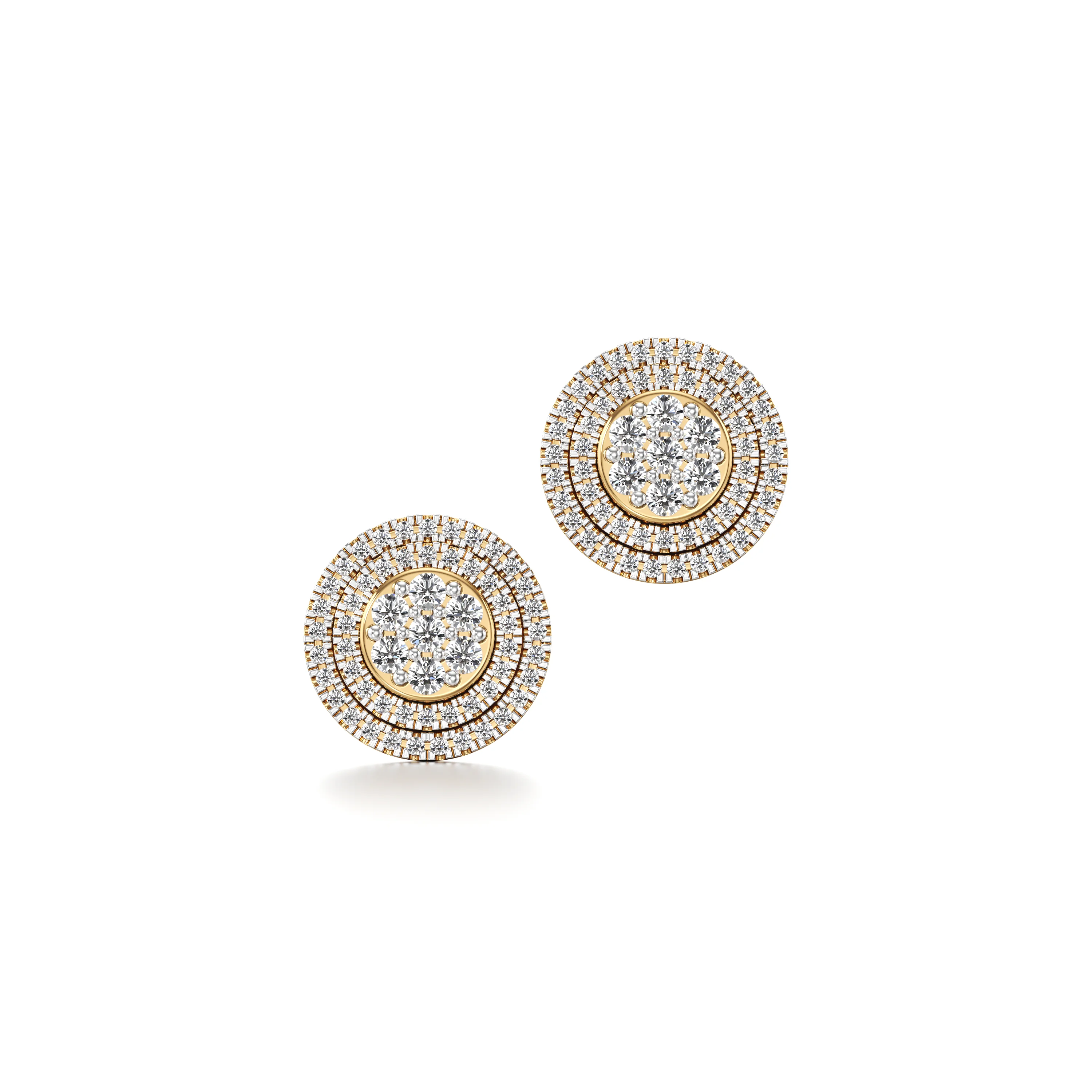 0.56 CT.T.W Diamond Round Cluster Halo Design Unisex Stud Earrings 