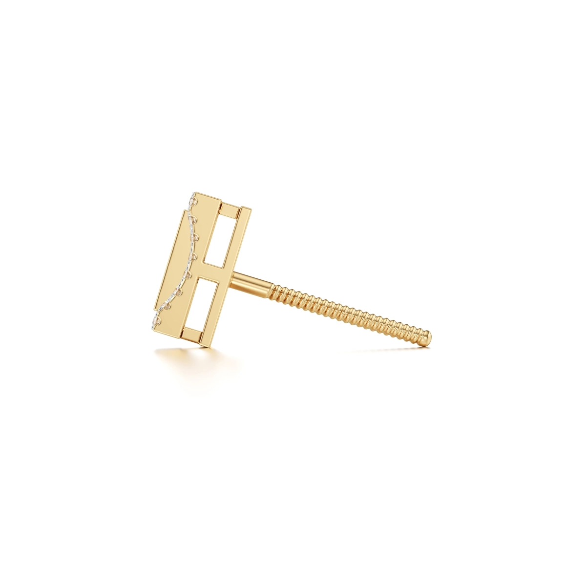 Gold Square Diamond Stud Earrings