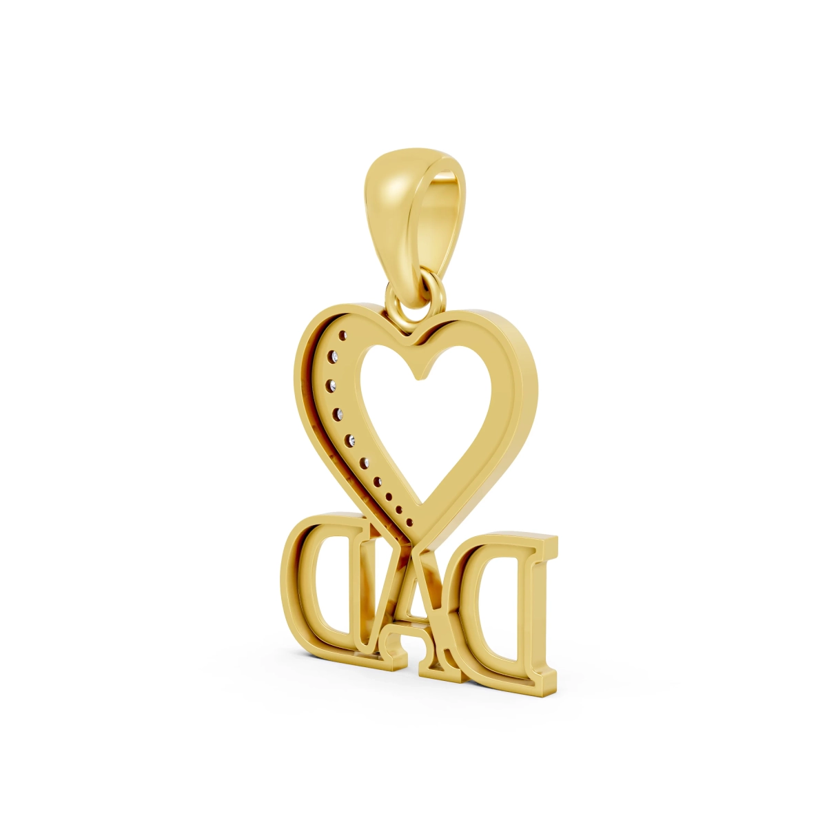 Solid Gold 'DAD' Pendant with Heart Design and 0.13 CT.T.W Sparkling Diamonds - A Perfect Gift for Dad