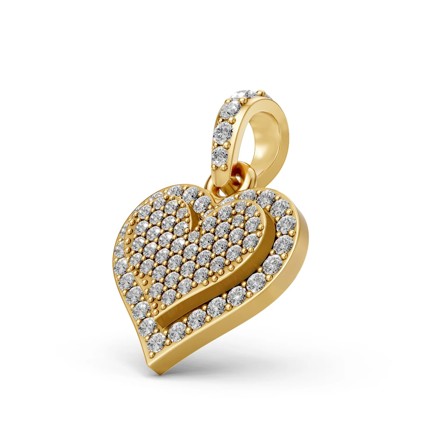 0.61 CT.T.W Round Diamond Iced Out Heart Shaped Pendant For Her