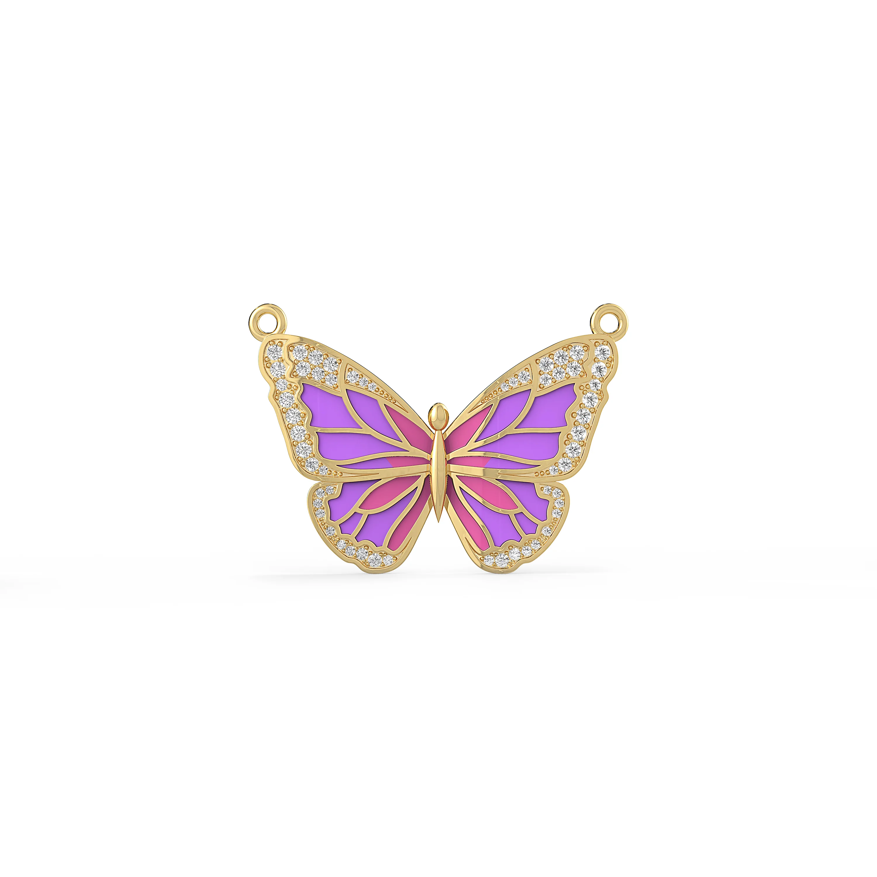 Enamel Butterfly 0.67 CT.T.W Diamond Pendant For Her