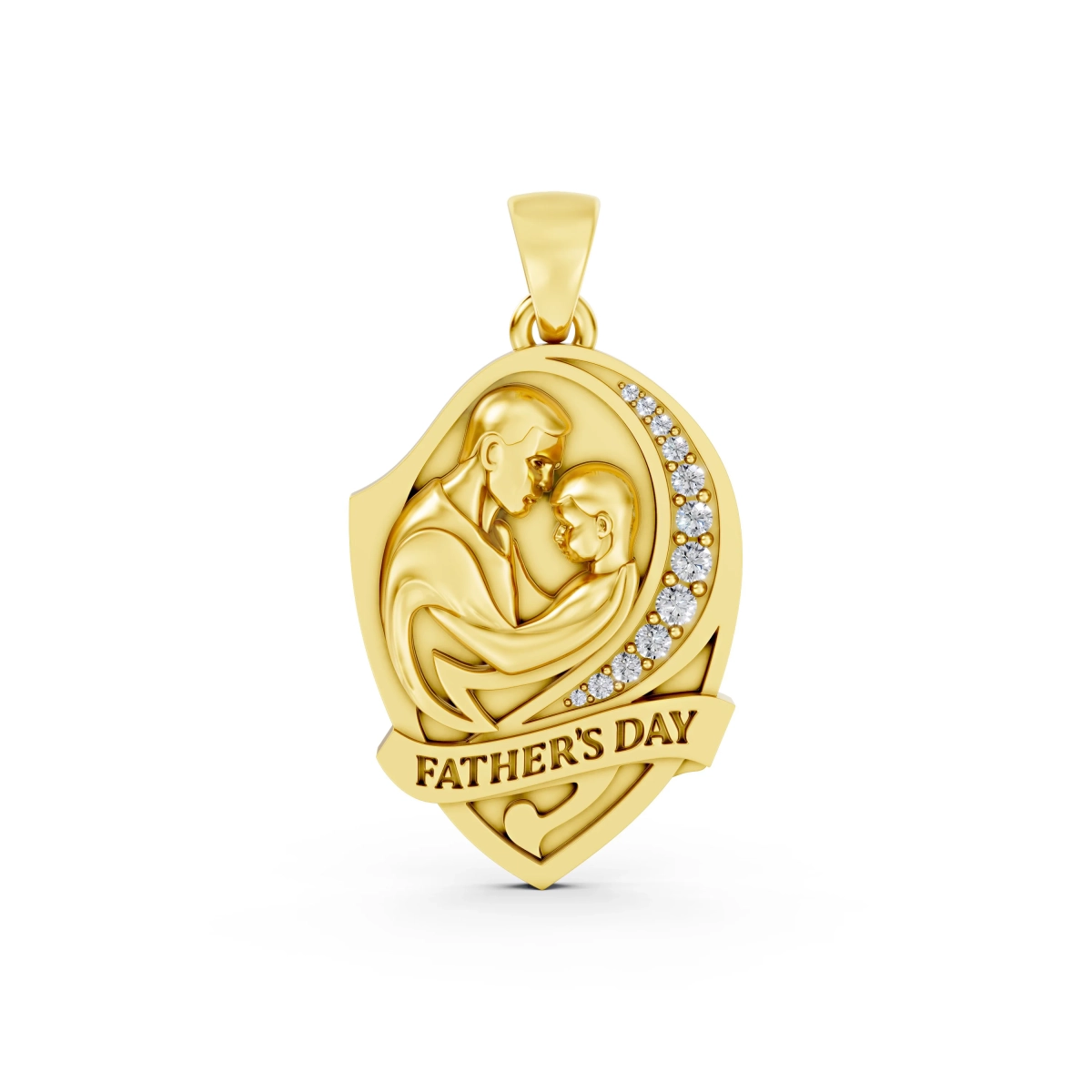 Solid Gold Pendant for Father’s Day 0.14 CT.T.W with Diamonds - Father & Child Bond Jewelry