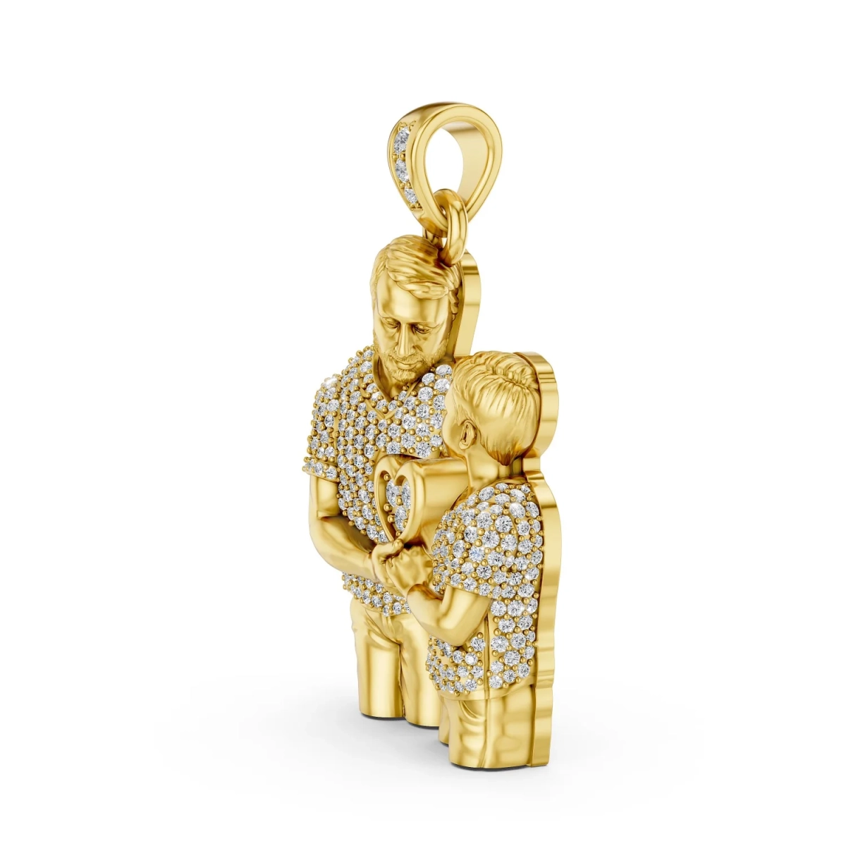 Solid Gold Unbreakable Bond: Father and Son Pendant with 0.78 CT.T.W Diamonds – A Gift of Heartfelt Love