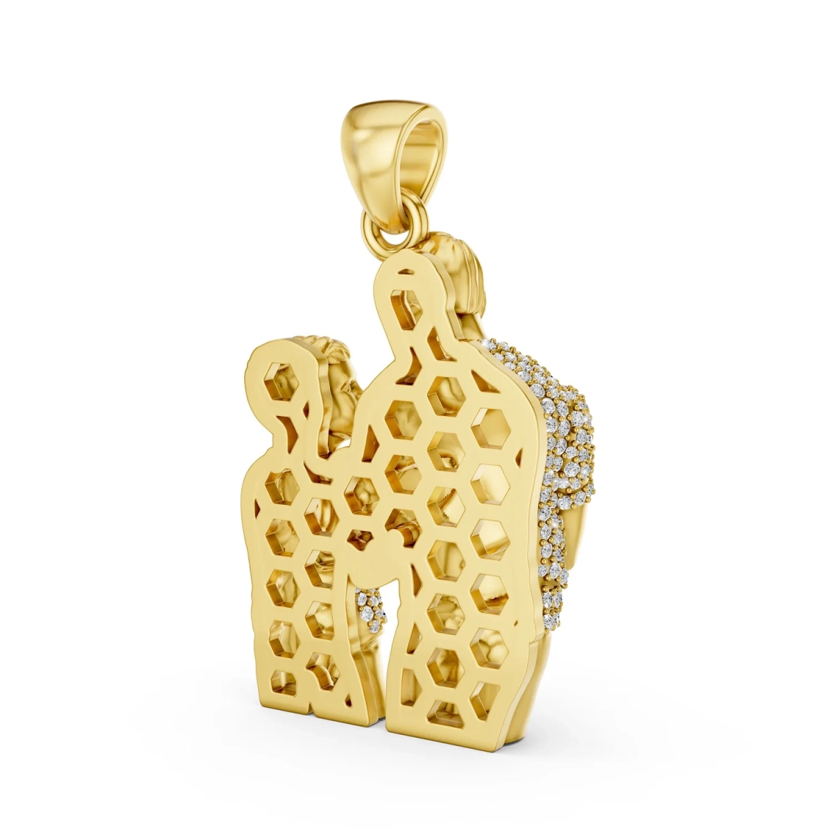 Solid Gold Unbreakable Bond: Father and Son Pendant with 0.78 CT.T.W Diamonds – A Gift of Heartfelt Love