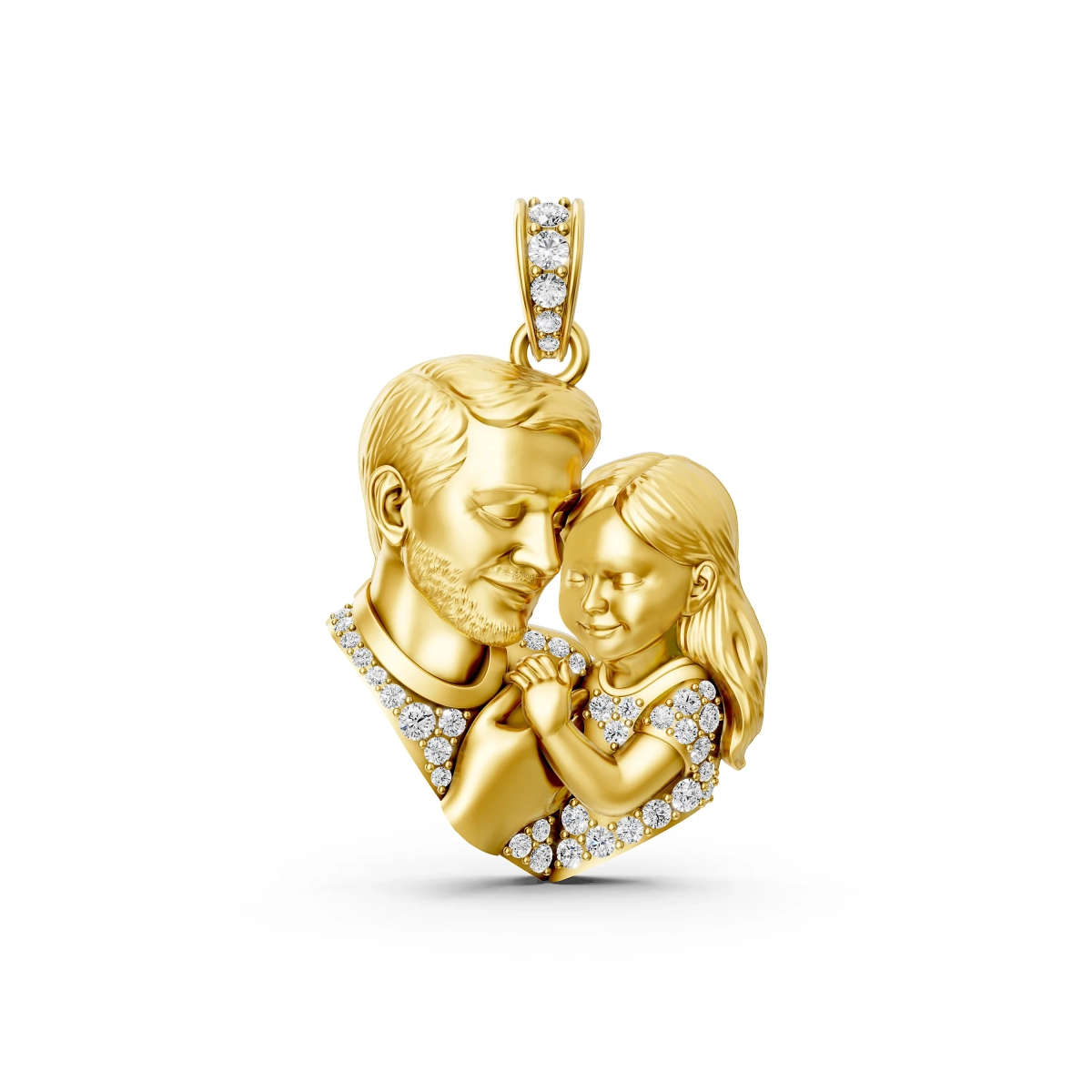 Solid Gold Unbreakable Bond: Father and Daughter Pendant with 0.30 CT.T.W Diamonds Gift of Heartfelt Love