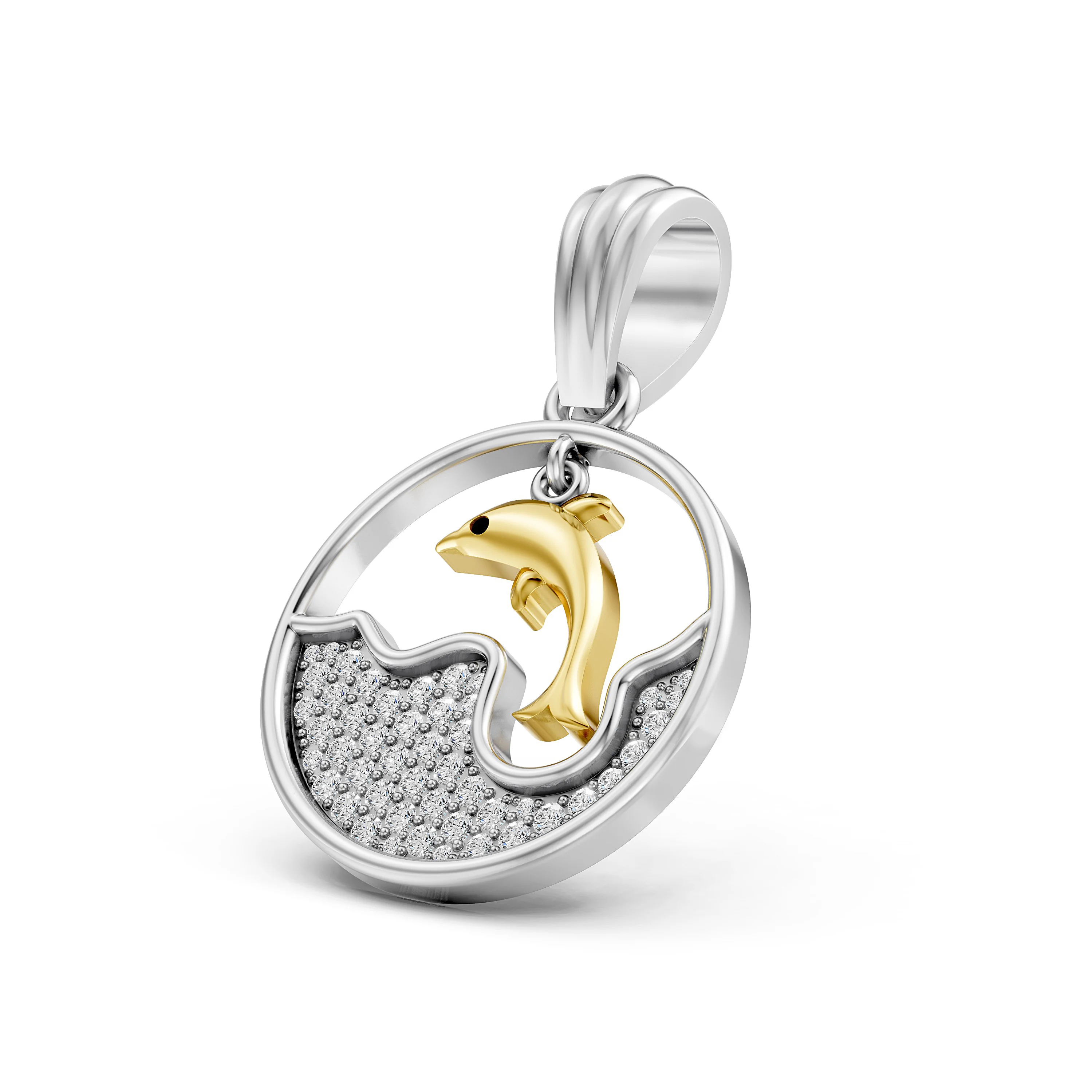 Two Tone Solid Gold with 0.35 CT.T.W Diamonds Waves – Elegant Ocean-Inspired Jewelry