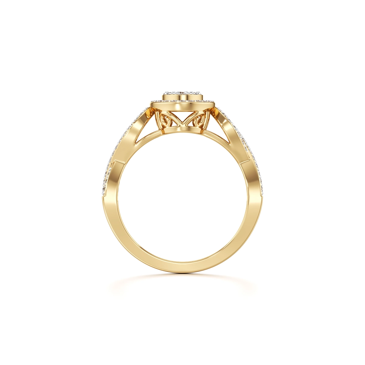 Ovel Halo 0.37 CT.T.W Diamond Engagement Ring with Twisted Shank