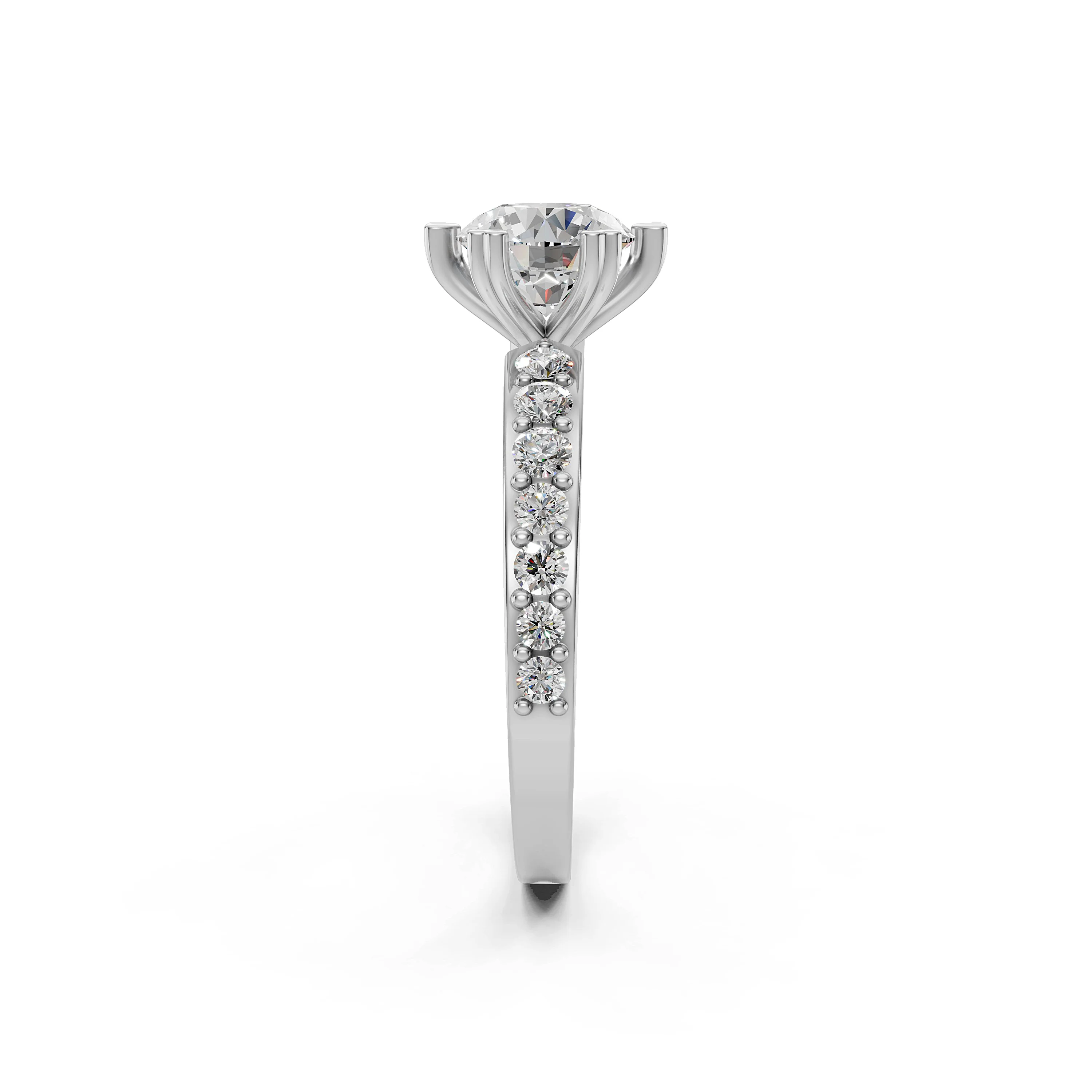 Solid Gold Heart Shape Prong Lab Grown Diamond Engagement Ring