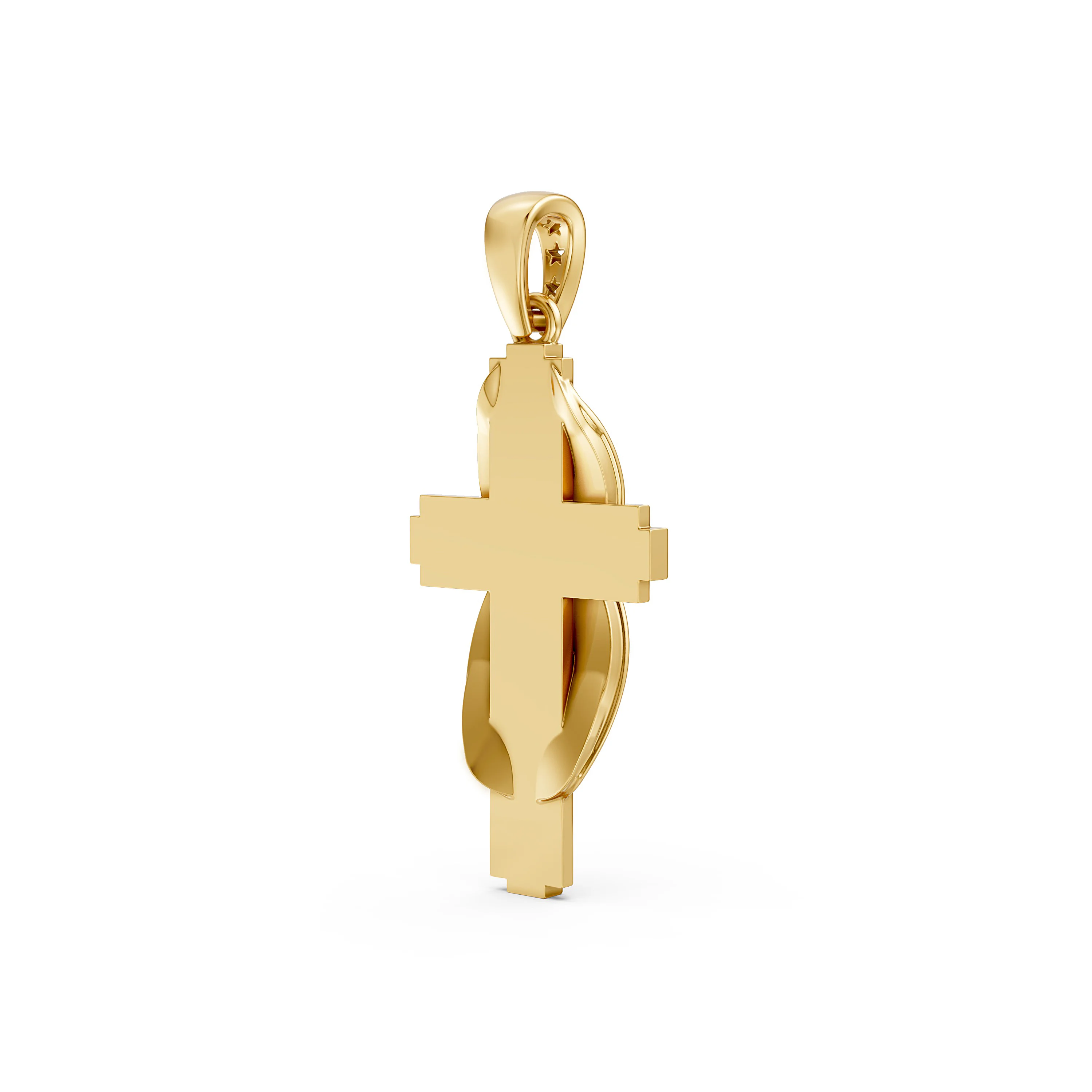 Solid Gold Cross Pendant with American Flag Design - Elegant Gold Jewelry
