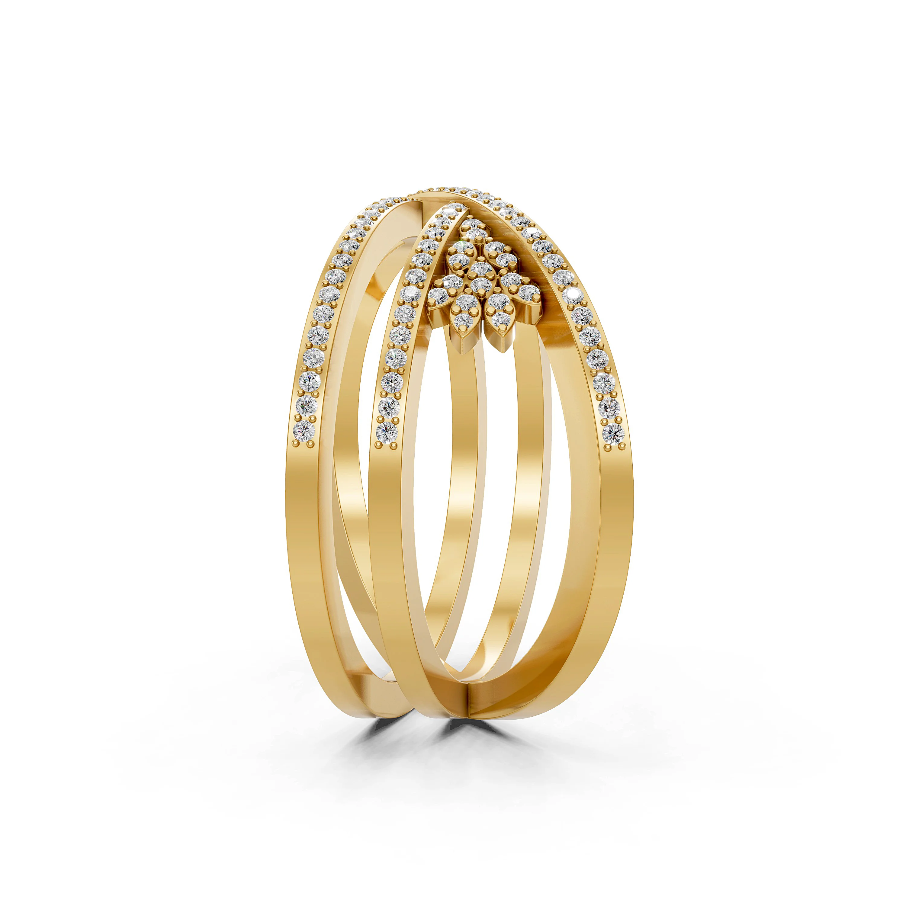 Solid Gold Crossover Diamond Ring for Women - Perfect Anniversary, Engagement and Promise Ring