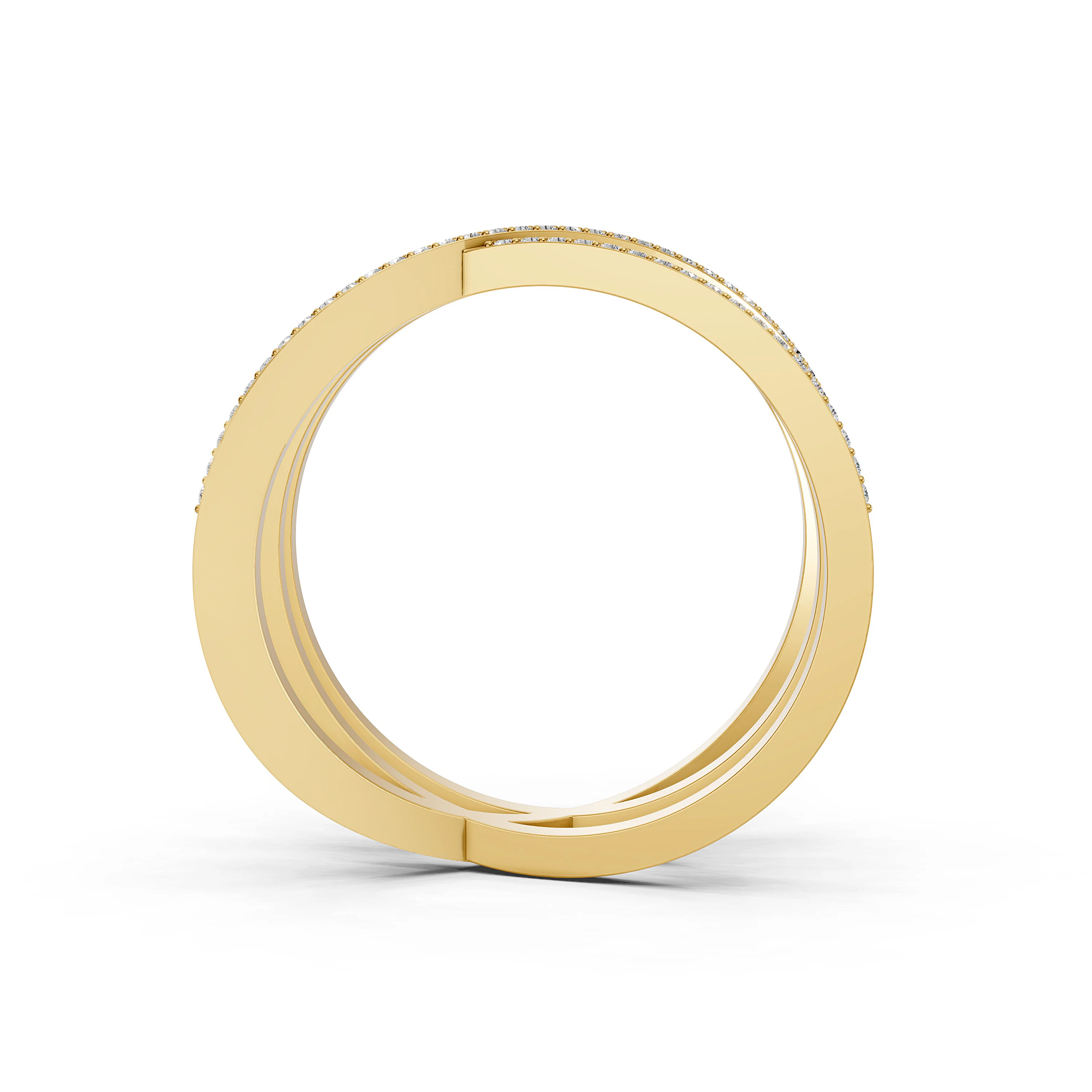 Solid Gold Crossover Diamond Ring for Women - Perfect Anniversary, Engagement and Promise Ring