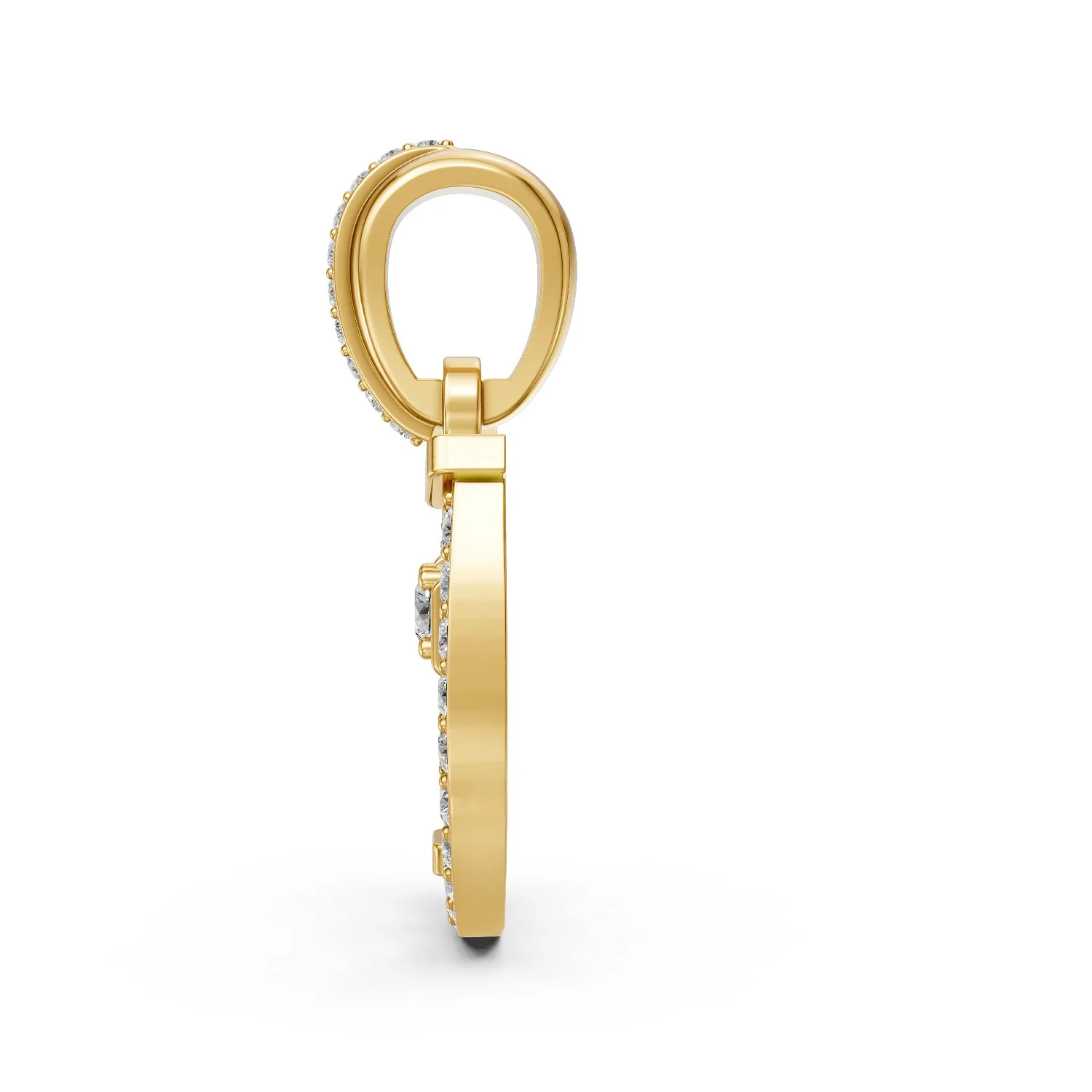 Solid Gold Horseshoe Cross Diamond Pendant