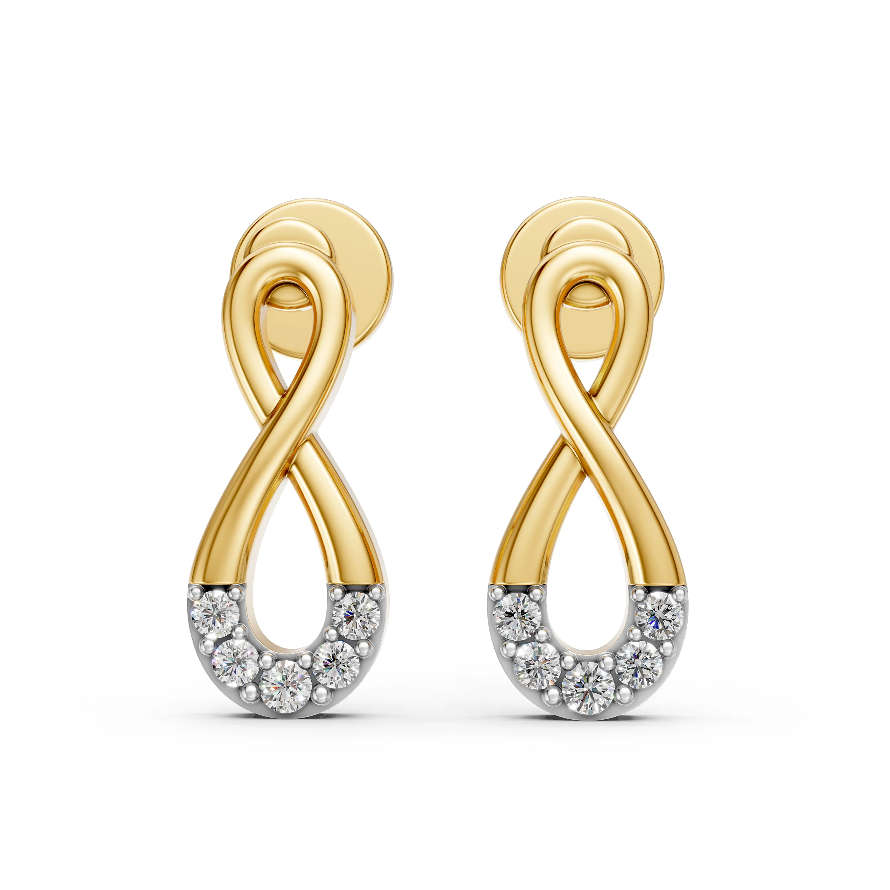 Solid Gold Infinity Earrings with Natural Diamonds