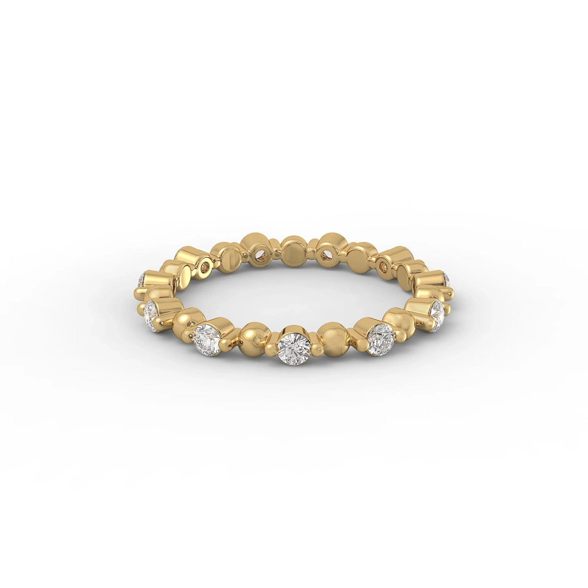 Solid Gold Stacked Ring with Natural Diamonds