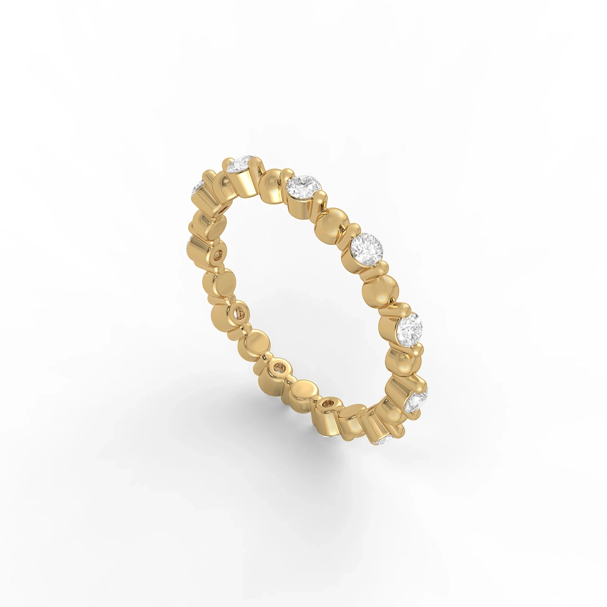 Solid Gold Stacked Ring with Natural Diamonds