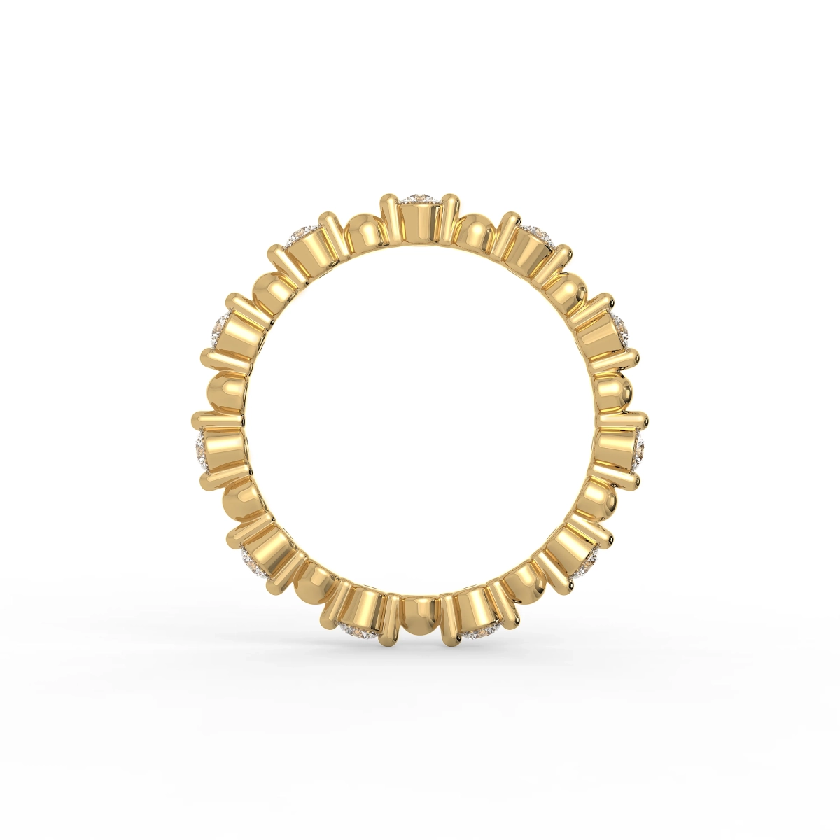Solid Gold Stacked Ring with Natural Diamonds