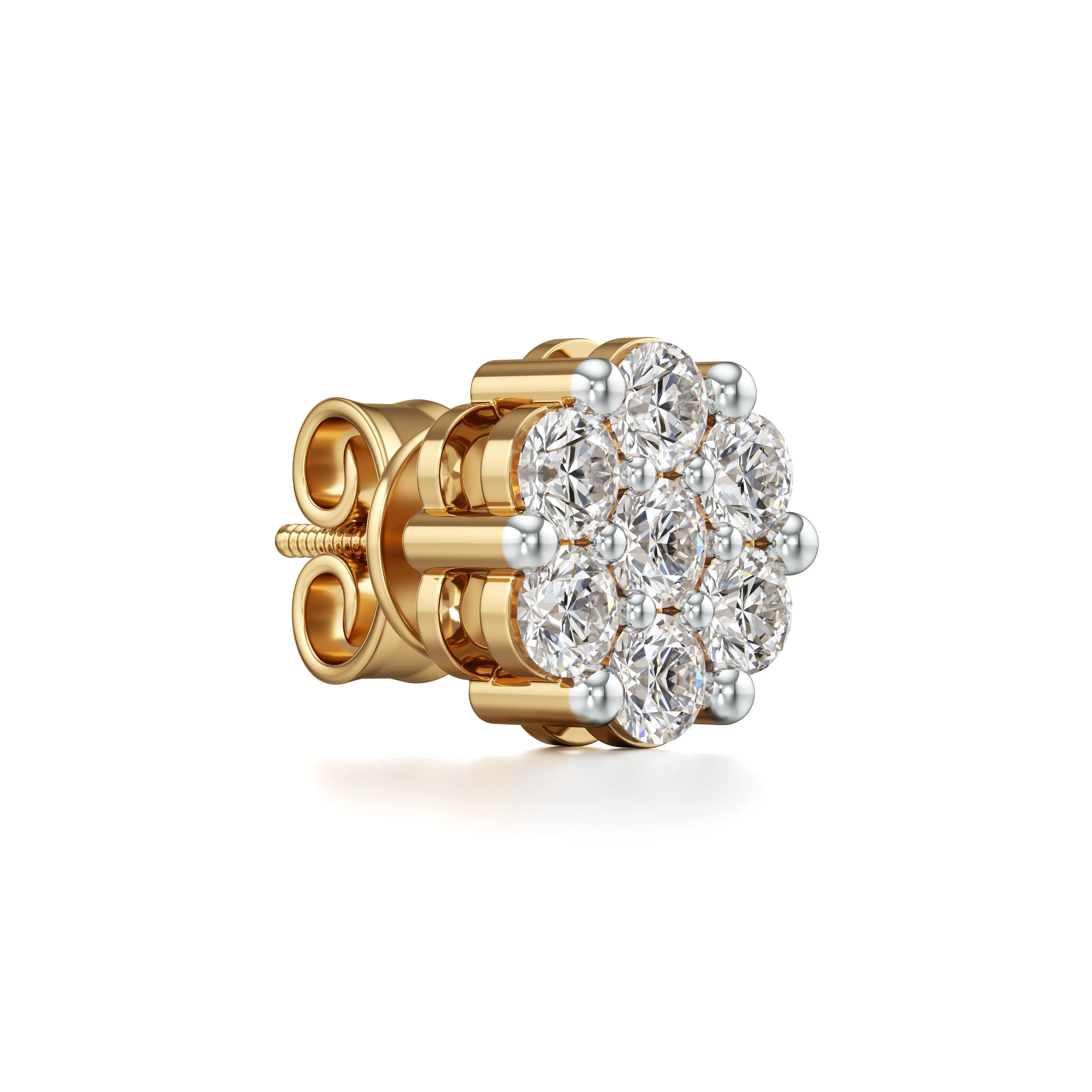 1.04 CT.T.W Diamond Cluster Flower Stud Earrings For Her