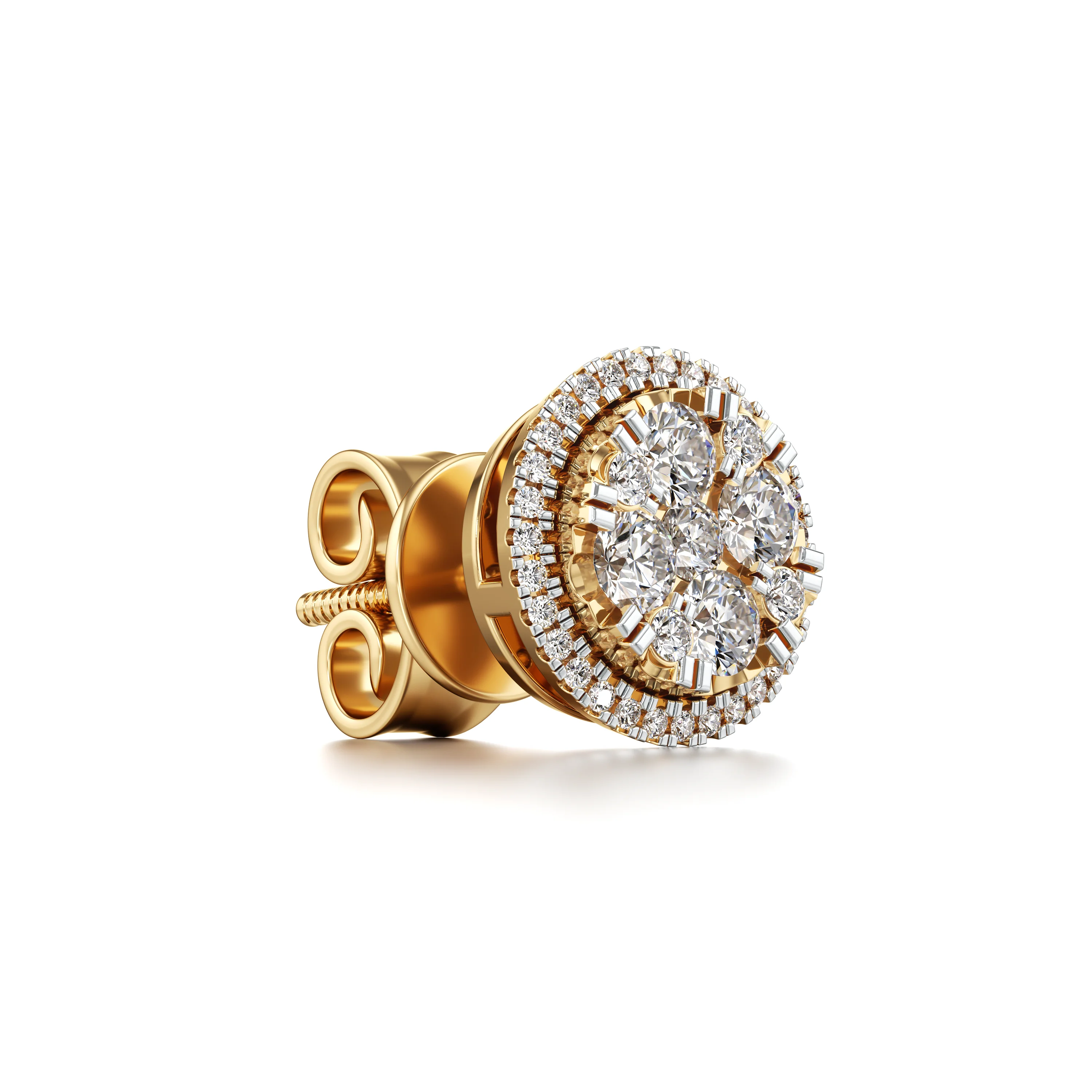 Round Diamond Stud Earrings - 0.54 ct Halo Design