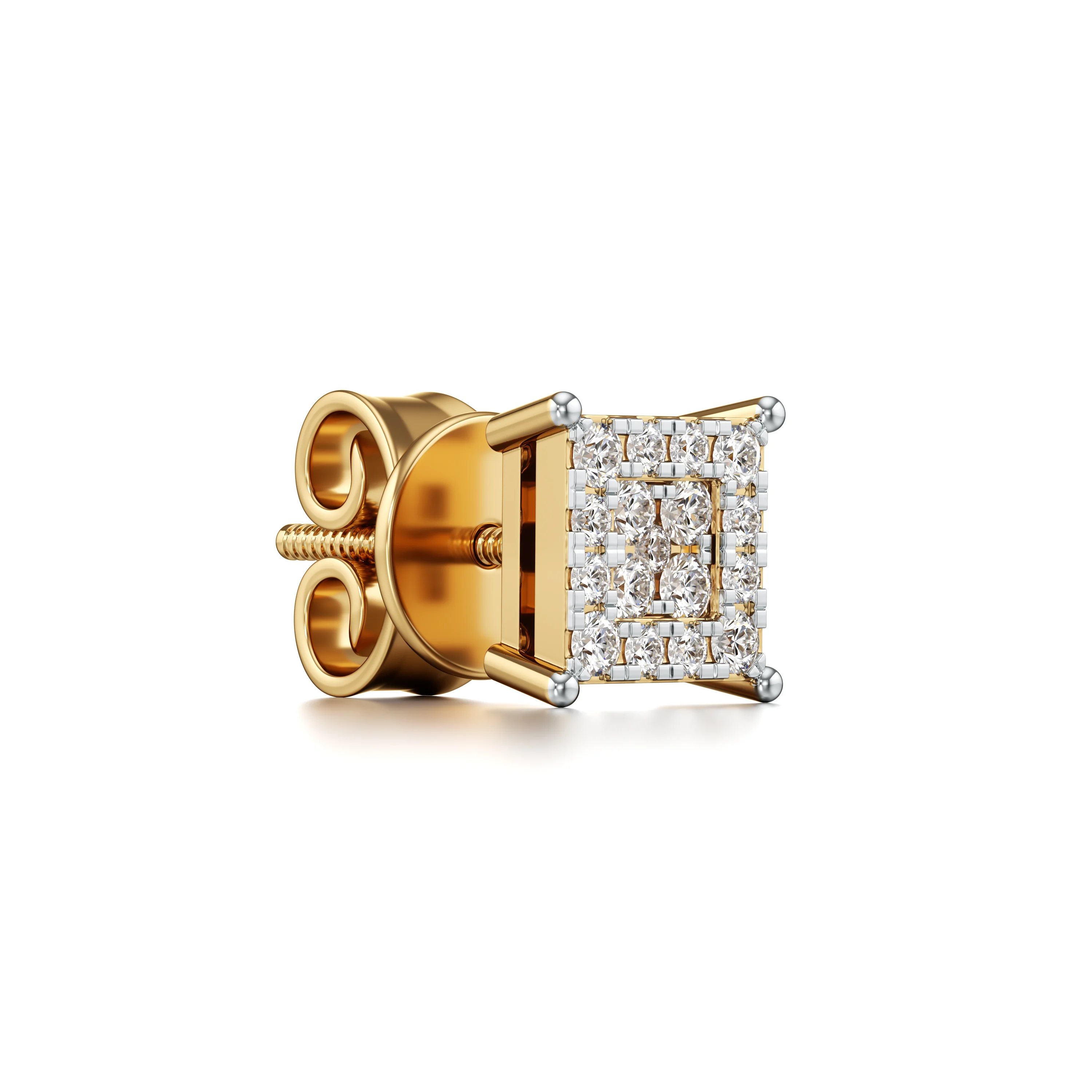 Solid Gold Square 0.30 CT.T.W Diamond Stud Earrings