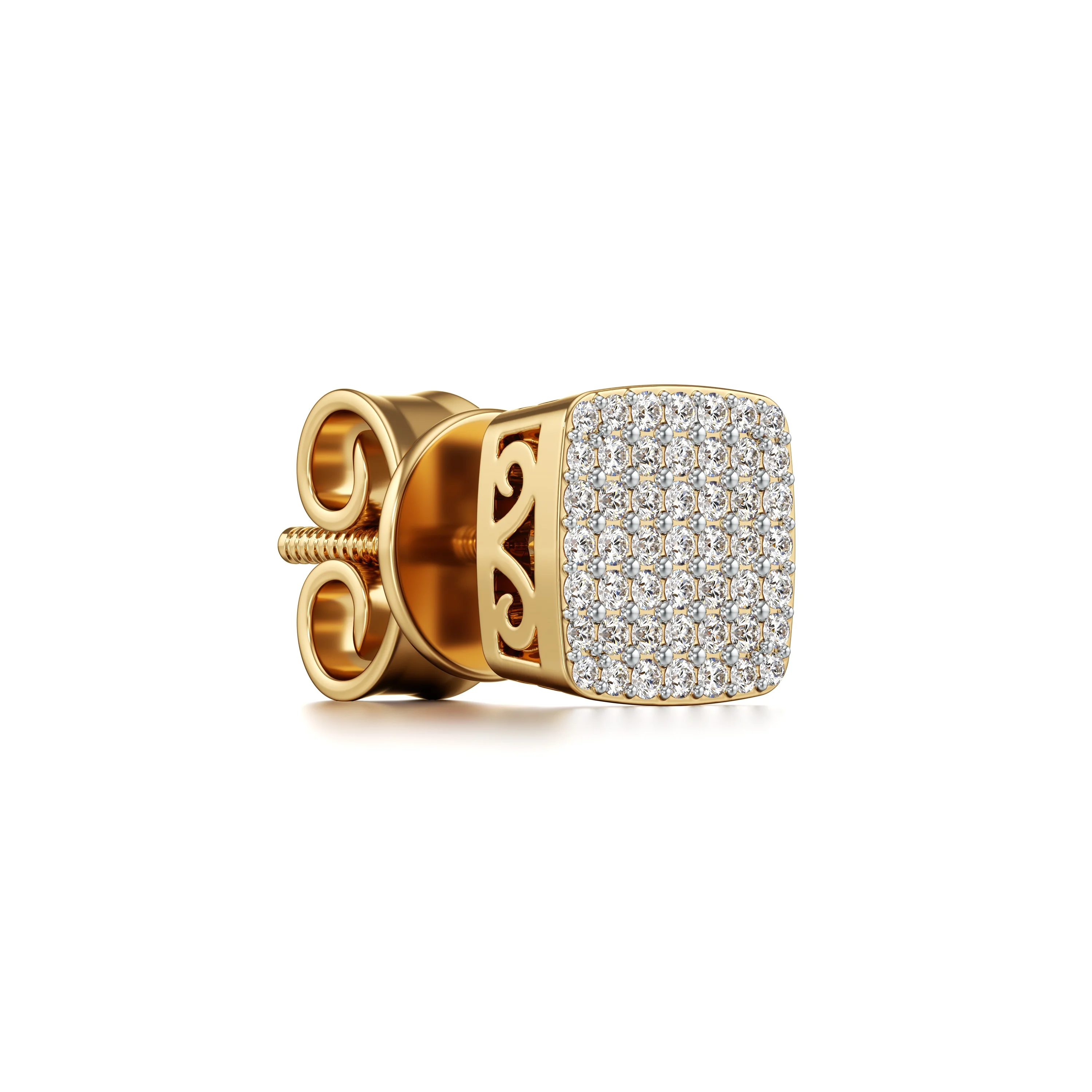 Square Unisex Stud Earrings 0.32 Cttw Diamond Cluster Halo Design