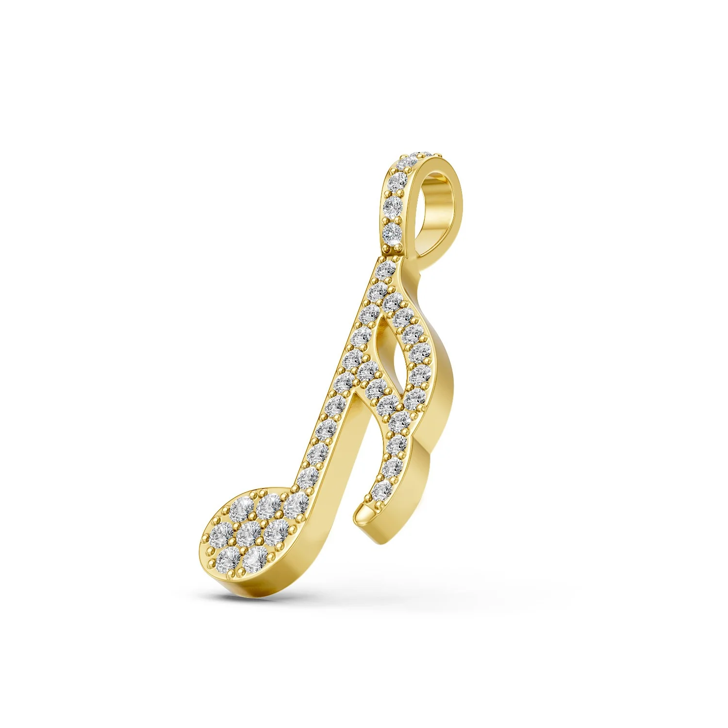 Solid Gold Musical Note Pendant with 0.25 CT.T.W Diamonds - Luxury Jewelry for Music Lovers