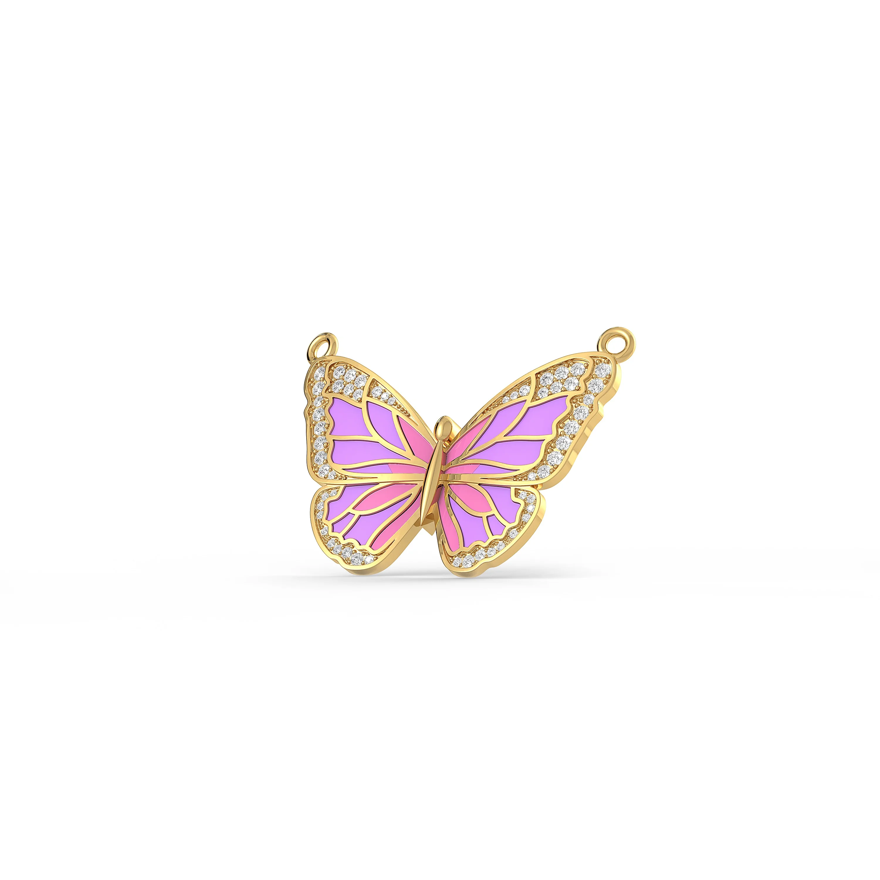 Enamel Butterfly 0.67 CT.T.W Diamond Pendant For Her